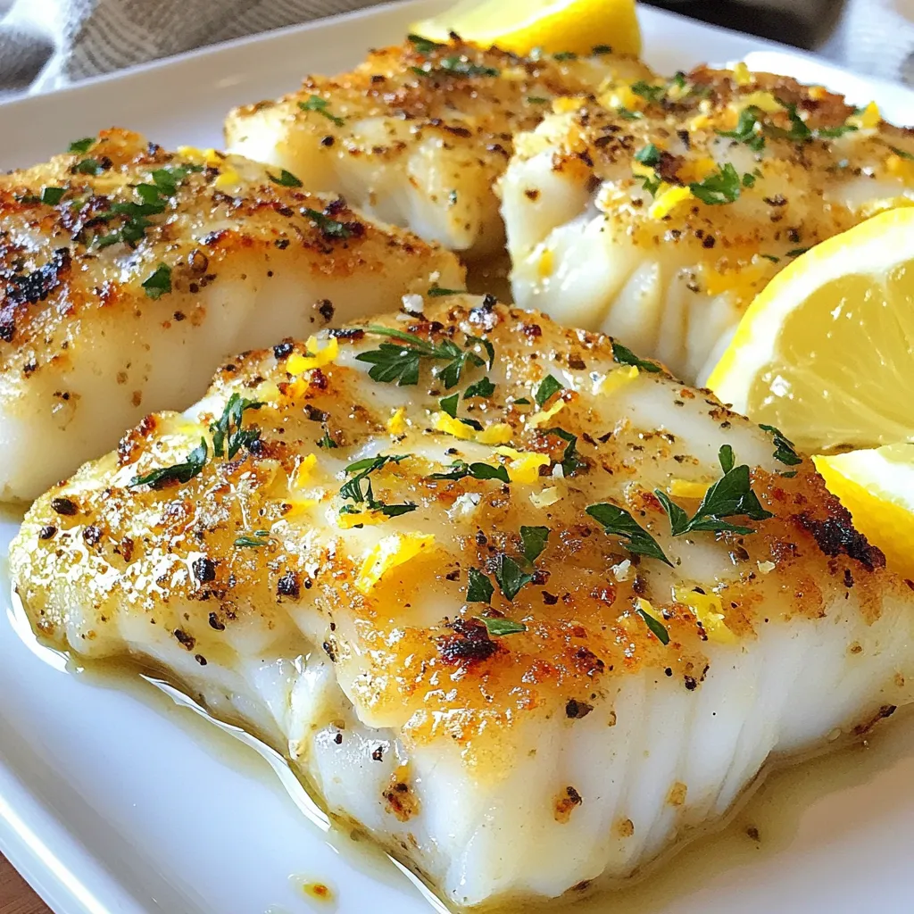 - 4 cod fillets (6 oz each) - 4 tablespoons unsalted butter, melted - 4 cloves garlic, minced - 1 teaspoon lemon zest - 1 tablespoon fresh parsley, chopped - 1 teaspoon paprika - Salt and pepper to taste - Lemon wedges for serving To make this dish, you need fresh cod fillets. They should be about 6 ounces each. You'll also need unsalted butter, which you will melt for the garlic butter sauce. Minced garlic adds great flavor. Lemon zest brightens the dish, while fresh parsley gives it color. Paprika adds a nice touch and pairs well with the fish. Don't forget salt and pepper to season your cod. - Capers - Red pepper flakes - Fresh dill or thyme You can add capers for a briny taste. Red pepper flakes give a spicy kick. Fresh dill or thyme can add a nice herbal note. Feel free to mix and match these ingredients based on your taste. - Cod fillets can be replaced with haddock or tilapia. - Use olive oil instead of butter for a lighter version. - If you don't have fresh parsley, dried parsley works too. If you can't find cod, try haddock or tilapia for a similar texture. You can also swap out butter for olive oil. This can make the dish healthier. If fresh parsley is not available, dried parsley can still add flavor, though fresh is best. {{ingredient_image_1}} First, you need to pat the cod fillets dry. Use a paper towel for this task. Drying helps the fish get crispy. Place the fillets on a clean plate. Make sure they are not stacked. This will keep them intact while cooking. Next, grab a small bowl. Combine melted butter with minced garlic. Add the lemon zest for a fresh kick. Then, toss in chopped parsley, paprika, salt, and pepper. Stir until the mixture is well blended. This garlic butter will add amazing flavor to the fish. Preheat your air fryer to 400°F (200°C). Let it warm up for about 5 minutes. While it heats, brush both sides of the cod fillets with garlic butter. Save some for later. Place the fillets in the air fryer basket. Make sure there is space between them. Cook for 10-12 minutes. Check them at the 8-minute mark. The fish is done when it flakes easily. Carefully take the cod out and drizzle with the reserved garlic butter. Serve with lemon wedges on the side. Enjoy your tasty air fryer cod! To get that great crispy skin on your cod, start by patting the fillets dry. Use a paper towel to absorb any moisture. This step is key. Next, brush the cod with the garlic butter mixture. This will help the fish crisp up nicely. Don’t overcrowd the air fryer basket. Give each fillet space to circulate hot air. This ensures an even cook and perfect crisp. Cooking times depend on the thickness of your cod fillets. For fillets about 6 oz, cook for 10-12 minutes at 400°F (200°C). If your fillets are thicker, add a minute or two. Always check at the 8-minute mark. You want the fish to flake easily with a fork. This means it’s cooked just right. If you overcook it, the fish can dry out quickly. To boost the flavor of your cod, don’t skip the garlic butter mixture. The blend of garlic, lemon zest, and herbs packs a punch. If you want more zing, add extra lemon zest or a splash of lemon juice. Fresh herbs like dill or cilantro can also elevate the dish. For a smoky taste, try adding a pinch of smoked paprika instead of regular paprika. Always reserve some garlic butter for drizzling after cooking. This adds an extra layer of flavor and keeps the dish moist. Pro Tips Ensure Freshness: Always use fresh cod fillets for the best flavor and texture. Frozen fillets can work, but make sure they are fully thawed and patted dry before cooking. Perfect Butter Blend: For an extra depth of flavor, consider adding a pinch of red pepper flakes to the garlic butter mixture for a subtle kick. Keep it Crisp: Avoid overcrowding the air fryer basket. Cooking in batches ensures even cooking and a delightful crispiness. Check for Doneness: Use a fork to test for flakiness at the 10-minute mark. Cod is perfectly cooked when it flakes easily and is opaque throughout. {{image_2}} You can change the flavors of your air fryer cod easily. Try using dill, thyme, or even oregano. These herbs pair well with fish. For a spicy kick, add cayenne pepper. You can also mix in some lemon pepper for a zesty touch. Experiment with different seasonings to find what you like best. Sauces can change the taste of your dish. Instead of garlic butter, try a honey mustard glaze. Just mix honey and mustard for a sweet and tangy flavor. You could also use a creamy dill sauce. It adds a rich taste. A squeeze of lime can give a fresh twist. Think about what flavors excite your taste buds. Pair your cod with tasty sides for a complete meal. Roasted vegetables, like carrots and zucchini, make a great choice. You can also serve it with a simple salad. Quinoa or rice adds good texture and fills you up. Consider mashed potatoes for a comforting option. Each side can enhance your meal and make it more enjoyable. After enjoying your air fryer cod, store leftovers in a good way. First, let the cod cool down to room temperature. Then, place the fillets in an airtight container. Make sure to separate layers with parchment paper to avoid sticking. This helps keep the fish fresh. You can store it in the fridge for up to 3 days. When you’re ready to eat the leftovers, reheat them to keep the flavor. Preheat your air fryer to 350°F (175°C). Place the cod fillets in the basket. Heat for about 5-7 minutes. Check if it's warm throughout. The fish should be flaky and not dry. If you want, add a little garlic butter on top to boost the taste. If you have extra cod, freezing is a great option. Wrap each fillet tightly in plastic wrap. Then, place them in a freezer-safe bag. Label the bag with the date. You can freeze the cod for up to 2 months. When you're ready to cook, thaw the fillets in the fridge overnight. This keeps the texture nice when you reheat them. It takes about 10 to 12 minutes to cook cod in an air fryer. At 400°F, the fish cooks quickly and evenly. Check it at the 8-minute mark. This helps ensure it does not overcook. When done, the cod should flake easily with a fork. This quick cooking time makes air frying a great choice for busy days. Yes, you can use frozen cod fillets! Just add a few extra minutes to the cooking time. It’s best to thaw them first for even cooking. If you cook them straight from frozen, check for doneness at 12 to 15 minutes. Ensure they reach an internal temperature of 145°F to be safe. Air fryer cod pairs well with many sides. Here are some great options: - Steamed vegetables like broccoli or asparagus - A fresh green salad with lemon vinaigrette - Quinoa or rice for a hearty meal - Garlic mashed potatoes for comfort food - Crusty bread to soak up extra garlic butter These sides complement the cod's flavors nicely. Enjoy mixing and matching to find your favorite combo! In this blog post, we covered all aspects of cooking cod in an air fryer. We explored required and optional ingredients, including substitutions to suit your taste. You learned step-by-step instructions for preparation, making garlic butter, and cooking. Tips for a crispy texture and flavor enhancements were shared. We also discussed variations, storage info, and addressed common questions about cooking cod. Try these methods to enjoy perfect air-fried cod every time. Cooking can be fun and tasty!