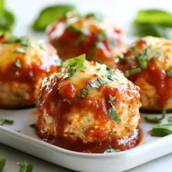 To make Mini Garlic Parmesan Chicken Meatloaves, gather these simple ingredients: - 1 pound ground chicken - 1/2 cup breadcrumbs - 1/4 cup grated Parmesan cheese - 1/4 cup fresh parsley, finely chopped - 3 cloves garlic, minced - 1 small onion, finely chopped - 1 large egg - 1 teaspoon Italian seasoning - 1/2 teaspoon salt - 1/4 teaspoon black pepper - 1/4 cup milk - 1/2 cup marinara sauce (for topping) - Fresh basil leaves (for garnish) Each ingredient plays a key role in flavor and texture. Ground chicken serves as the base, while breadcrumbs and Parmesan cheese add structure and richness. Fresh parsley brings a burst of color and taste. Garlic and onion infuse aromatic notes. The egg binds everything together, while milk keeps the meatloaves moist. Italian seasoning, salt, and pepper enhance the overall flavor. Topping with marinara sauce adds a delicious twist. Finally, fresh basil leaves make for a pretty and tasty garnish. With these ingredients, you are ready to create a delightful dish that everyone will enjoy. {{ingredient_image_1}} - Preheat the Oven Start by preheating your oven to 375°F (190°C). This heat will help the meatloaves cook evenly. - Prepare the Muffin Tin Lightly grease a muffin tin or use paper liners. This step makes removal easy later. - Combine Main Ingredients In a large bowl, mix the ground chicken, breadcrumbs, grated Parmesan cheese, chopped parsley, minced garlic, chopped onion, egg, Italian seasoning, salt, and pepper. Use your hands or a wooden spoon to combine well. - Add Milk Pour in the milk to keep the meatloaves moist. Mix gently but don’t overdo it. - Fill Tin and Add Sauce Scoop the mixture into the muffin tin, filling each cup about 3/4 full. Top each one with a tablespoon of marinara sauce. - Baking Time and Temperature Bake in the preheated oven for 25-30 minutes. They are done when the internal temperature reaches 165°F (75°C) and the tops look golden brown. - Cooling and Serving Once baked, let them cool for 5 minutes. Carefully remove them from the muffin tin. Garnish with fresh basil leaves before serving. - Importance of Adding Milk Adding milk keeps the meatloaves moist. It helps balance the dryness of the chicken. This small step makes a big difference in flavor and texture. I always add milk to my mixture for the best results. - Avoiding Overmixing Overmixing can make meatloaves tough. Mix just until all the ingredients blend. Use your hands or a wooden spoon for a gentle touch. This keeps the meatloaves light and tender. - Pairing with Sides Mini meatloaves pair well with many sides. Try a fresh salad or roasted veggies. Mashed potatoes also make a great choice. You can even serve them with pasta for a hearty meal. - Garnishing Ideas Fresh basil leaves add a nice touch. Sprinkle them on top right before serving. They bring a pop of color and flavor. You can also add a sprinkle of extra Parmesan for more taste. - Best Muffin Tins A non-stick muffin tin works best. It helps the meatloaves come out easily. If you prefer, use paper liners to catch any drips. This saves time on cleanup, too. - Mixing & Measuring Tools A large mixing bowl is a must for this recipe. Use measuring cups for precise ingredient amounts. A wooden spoon or your hands works well for mixing. These tools help you create perfect mini meatloaves every time. Pro Tips Keep it Moist: Adding milk to the mixture helps keep the meatloaves tender and juicy, so don’t skip this step! Flavor Boost: For an extra kick, consider adding some red pepper flakes or your favorite hot sauce to the mixture. Cheese Variation: Feel free to experiment with different cheeses like mozzarella or cheddar for a unique flavor twist. Freezing Tips: These mini meatloaves freeze well! Prepare a batch and freeze them before baking for a quick meal later. {{image_2}} You can change the ground meat in this recipe for fun. Ground turkey works well. If you want beef, that’s great too. Just remember, the taste will change. For a leaner meal, try ground chicken or turkey. Both keep the meatloaf light. Gluten-free is possible too! Use gluten-free breadcrumbs instead of regular ones. You can also use oats or crushed rice cakes. They work as great binders. Want to spice things up? Add some heat! Red pepper flakes give a nice kick. You can also try smoked paprika or cumin for a unique twist. Adding herbs like thyme or rosemary can deepen the flavor. Changing the topping sauce can be fun too. Instead of marinara, use barbecue sauce. You can also try a creamy garlic sauce or even pesto. This can change the whole dish! Mini meatloaf sliders are a hit! Just place one meatloaf between two small buns. Add lettuce and tomato for a tasty meal. You can also serve these mini meatloaves with pasta. A side of spaghetti with marinara pairs perfectly. You can make a meatloaf platter too! Slice the mini loaves and serve with a salad. This adds color and freshness to your meal. Refrigeration Tips After enjoying your mini garlic Parmesan chicken meatloaves, let them cool first. Place leftovers in an airtight container. They will stay fresh in the fridge for up to three days. This way, you can enjoy them later without losing flavor. Freezing Mini Meatloaves You can freeze these mini meatloaves for longer storage. Wrap each meatloaf in plastic wrap, then place them in a freezer bag. Label the bag with the date. They can last up to three months in the freezer. This is great for quick meals! Best Methods for Reheating To reheat, use the oven for the best results. Preheat your oven to 350°F (175°C). Place the meatloaves in a baking dish and cover with foil. Heat for about 15-20 minutes or until warmed through. You can also use a microwave, but this may dry them out. Tips for Maintaining Moisture To keep them juicy, add a splash of water to the baking dish before reheating. Covering with foil helps trap steam, which keeps the meatloaves moist. This step makes a big difference in flavor and texture! How Long They Last in the Fridge/Freezer In the fridge, your mini meatloaves stay fresh for three days. In the freezer, they can last for three months. Always check for signs of spoilage before eating, like odd smells or changes in color. Enjoy your leftovers safely! The best temperature is 375°F (190°C). This heat cooks the meatloaf evenly. It helps the chicken cook through without drying out. Yes, you can use lean chicken. However, lean chicken may dry out more easily. Adding a bit more milk can help keep it moist. Check the internal temperature. It should reach 165°F (75°C). The tops should also look golden brown. Yes, you can double or halve the recipe. Just adjust the ingredients accordingly. Make sure to adjust cooking time if needed. These meatloaves pair well with many sides. Think about serving them with mashed potatoes or a fresh salad. You could also add steamed veggies or garlic bread for a complete meal. In this blog post, I shared a simple guide for making mini garlic Parmesan chicken meatloaves. You learned about the key ingredients, step-by-step instructions, and tips for juicy results. I also explored variations and storage options to keep your meatloaves fresh. Try these recipes for a tasty meal your family will love. Experiment with flavors and enjoy the versatility of this dish. Get cooking, and make mealtime fun!