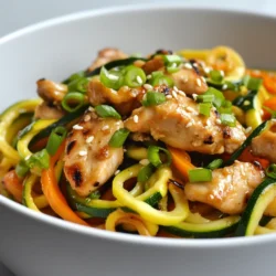 Garlic Chicken Zucchini Noodles Stir Fry Delight