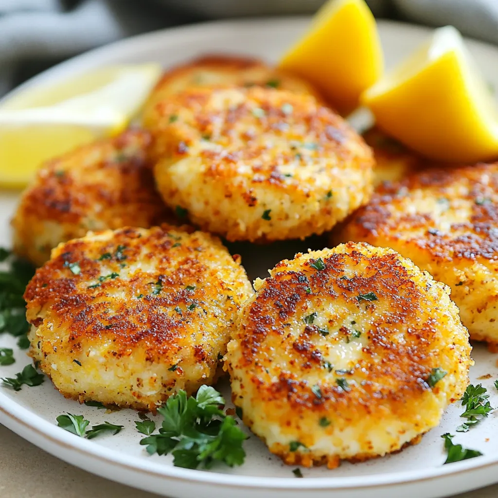 - 1 lb ground chicken - 1/2 cup breadcrumbs (preferably whole wheat) - 1/4 cup grated Parmesan cheese - 1/4 cup fresh parsley, finely chopped - 2 cloves garlic, minced - 1 tablespoon Dijon mustard - 1 teaspoon onion powder - 1 teaspoon paprika - Salt and pepper to taste - 1 egg, beaten - Olive oil spray These ingredients come together to create juicy and tasty chicken patties. Ground chicken gives a nice base. Whole wheat breadcrumbs add texture. Parmesan cheese brings a rich flavor. Fresh parsley brightens the dish with color and taste. Garlic adds depth, while Dijon mustard gives a subtle kick. Onion powder and paprika enhance the overall flavor. The egg helps bind everything together. You can mix in some fun additions to make these patties your own. Consider these options: - Chopped green onions - Diced bell peppers - Shredded carrots - Crushed red pepper flakes for heat These add-ins can make your chicken patties unique and exciting. Just keep the total amount similar, so the mixture stays balanced. Seasoning is key to great flavor. Use salt and pepper to taste, but don’t stop there. You can also try: - Italian seasoning for a herby touch - Cumin for warmth - Lemon zest for a bright finish The right seasonings can elevate your chicken patties to new heights. They help the flavors pop and make each bite enjoyable. {{ingredient_image_1}} To start, grab a large mixing bowl. Add 1 pound of ground chicken to the bowl. Next, mix in 1/2 cup of whole wheat breadcrumbs and 1/4 cup of grated Parmesan cheese. Then, add 1/4 cup of finely chopped fresh parsley. This adds great flavor and color to your patties. Now, toss in 2 cloves of minced garlic for some zest. Don't forget 1 tablespoon of Dijon mustard for a tangy kick! Next, sprinkle in 1 teaspoon of onion powder and 1 teaspoon of paprika for warmth. Season with salt and pepper to taste. Finally, pour in 1 beaten egg to bind everything together. Use your hands or a spoon to mix it all until it's combined well. Now that your mixture is ready, it’s time to shape the patties. Take a handful of the chicken mix and form it into a patty. Aim for about 1/2 inch thick and round. You should get around 8 to 10 patties, depending on how big you want them. Make sure they’re evenly packed. This helps them cook well and hold their shape. Preheat your air fryer to 375°F (190°C) for 3 to 5 minutes. While it heats up, lightly coat the air fryer basket with olive oil spray. This keeps the patties from sticking. Place the patties in the basket. Make sure they are in a single layer and not touching each other. If your air fryer is small, cook them in batches. Once they are placed, spray the tops with more olive oil spray. Close the air fryer and cook for 10 to 12 minutes. Flip the patties halfway through to ensure even cooking. Check that each patty reaches an internal temperature of 165°F (74°C). This means they are safe to eat. After cooking, let the patties rest for a few minutes before serving. Enjoy your delicious chicken patties! To get those chicken patties nice and crispy, start with good ingredients. Use fresh ground chicken and whole wheat breadcrumbs. These give great texture. Make sure to shape your patties evenly. This helps them cook evenly too. Preheating your air fryer is key. It helps the patties get a nice crust. Lightly spray the patties with olive oil before cooking. This adds a golden brown finish. Flip them halfway through to crisp both sides. One common mistake is overcrowding the air fryer. Leave space between patties for hot air to flow. If they touch, they won’t cook right. Another mistake is skipping the olive oil spray. It helps with browning and prevents sticking. Always check the internal temperature. It should reach at least 165°F (74°C) for safety. Not checking can lead to undercooked patties. Follow these best practices for perfect patties. Use a clean air fryer basket for each batch. This ensures no leftover bits affect flavor. Mix your chicken mixture well. This helps blend the flavors. Cook in batches if needed. You want to avoid the mess. Lastly, let the patties rest after cooking. This keeps them juicy and flavorful. Enjoy your crispy chicken patties with a side of sauce or fresh veggies! Pro Tips Use Fresh Herbs: Fresh parsley adds a vibrant flavor to the patties. You can also experiment with other herbs like basil or cilantro for a unique twist. Ensure Even Cooking: Make sure the patties are uniformly shaped and of similar thickness to ensure they cook evenly in the air fryer. Experiment with Seasonings: Feel free to customize the spices according to your taste. Adding a pinch of cayenne pepper can give your patties a spicy kick! Rest Before Serving: Let the patties rest for a few minutes after cooking. This helps to redistribute the juices, making them more flavorful and juicy. {{image_2}} You can make chicken patties using other meats. Ground turkey is a great choice. It has a mild flavor and cooks well. You can also use lean ground beef or pork for different tastes. Each option gives a unique twist to the dish. If you want a meat-free option, try using beans or lentils. Mashed chickpeas work well too. Mix in breadcrumbs and spices for flavor. You can add grated veggies like zucchini or carrots for extra nutrition. These ideas make tasty patties without meat. You can change the flavors in your patties easily. Add spices like cumin or chili powder for heat. If you like herbs, try basil or cilantro instead of parsley. You can even mix in cheese, like feta or cheddar, for a tasty surprise. Experimenting with flavors helps you find your favorite combination! To store leftover chicken patties, first let them cool down. Place them in an airtight container. You can keep them in the fridge for up to three days. If you want them to last longer, freezing is a great option. Make sure they are in a single layer to avoid sticking. To reheat the patties, use the air fryer for best results. Preheat the air fryer to 350°F (175°C). Place the patties in the basket and heat for about 5-7 minutes. Check that they are warm all the way through. You can also use a microwave, but the air fryer gives a better crisp. To freeze the patties, first cool them completely. Wrap each patty in plastic wrap, then place them in a freezer bag. Make sure to remove as much air as possible. Label the bag with the date. They will keep well for up to three months. When ready to eat, thaw in the fridge overnight before reheating. The best temperature for air-frying chicken patties is 375°F (190°C). This temperature cooks the patties evenly, making them crispy outside and juicy inside. Always preheat your air fryer for 3-5 minutes before cooking. This step helps achieve that perfect golden-brown crust. Yes, you can cook many types of patties in the air fryer. Try beef, turkey, or even veggie patties! The air fryer works well for all kinds of patties. Just make sure to adjust cooking times based on the type of meat or ingredients used. To check if chicken patties are done, use a meat thermometer. The internal temperature should reach 165°F (74°C). If you don’t have a thermometer, cut one open. The meat should be white, not pink, and juices should run clear. Always ensure they are cooked through for safe eating. In this blog post, we covered how to make delicious chicken patties. We explored the main ingredients, optional add-ins, and important seasonings. I shared a simple step-by-step guide for preparing and cooking the patties in an air fryer. Tips for crispy results, avoiding mistakes, and variations like vegetarian options were also included. Lastly, we discussed proper storage and reheating tips. Now, you have all the tools to create tasty chicken patties anytime you want. Enjoy your cooking!