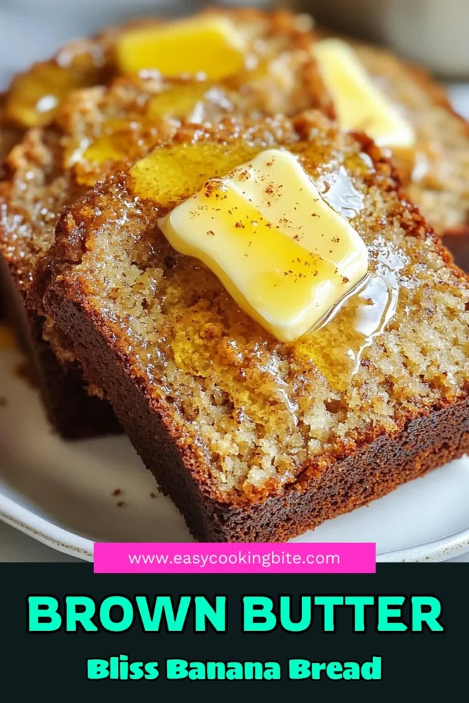 Indulge in the deliciousness of homemade brown butter banana bread! This easy banana bread recipe features moist banana bread with nuts, bringing a delightful twist to your classic favorite. Enhanced with warm cinnamon, it's perfect for snacks or breakfast. Ready to impress your family and friends? Follow this simple recipe and savor every bite! Save this for later and share with fellow bakers! #BrownButterBananaBread #EasyBananaBreadRecipe #MoistBananaBread #HomemadeBananaBread