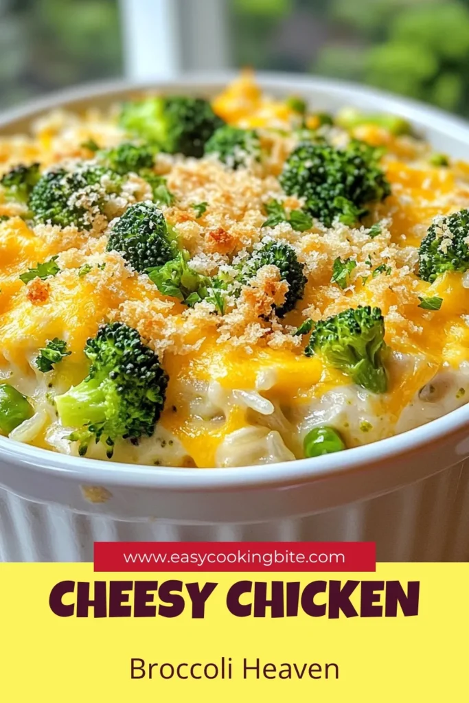 Looking for the perfect weeknight meal? Try this cheesy broccoli chicken rice casserole! This easy chicken casserole recipe combines tender chicken, vibrant broccoli, and creamy rice for a satisfying one-pot cheesy rice casserole. With simple ingredients and a quick bake, you’ll have a delicious baked chicken and broccoli casserole that the whole family will love. Save this recipe for a comforting dish that’s sure to impress! #CheesyBroccoliChickenRiceCasserole #EasyChickenCasserole #CreamyBroccoliRiceDish #OnePotCasserole