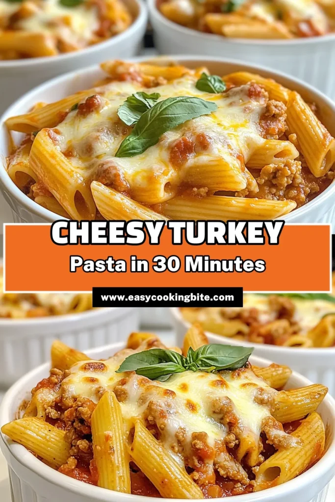 Discover this delicious and nutritious Cheesy Ground Turkey Pasta recipe that's perfect for quick family meals! This easy ground turkey dinner features whole wheat pasta for a healthy twist. In just 30 minutes, you can create a comforting dish packed with flavor, making it a top choice among healthy pasta recipes. Save this recipe for your next weeknight dinner! #CheesyGroundTurkeyPasta #EasyGroundTurkeyDinner #WholeWheatPastaRecipes #QuickFamilyMeals