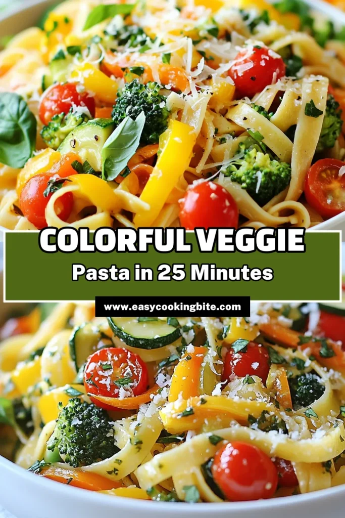 Discover the vibrant flavors of vegetable pasta primavera with our easy pasta with vegetables! This fettuccine primavera recipe is a healthy vegetarian pasta dish perfect for summer. Packed with zucchini, bell peppers, cherry tomatoes, and broccoli, it’s a delicious way to enjoy seasonal veggies. Try this recipe today and elevate your pasta night! Save for later and share the love! #PastaPrimavera #HealthyEating #VegetarianRecipes #SummerCooking