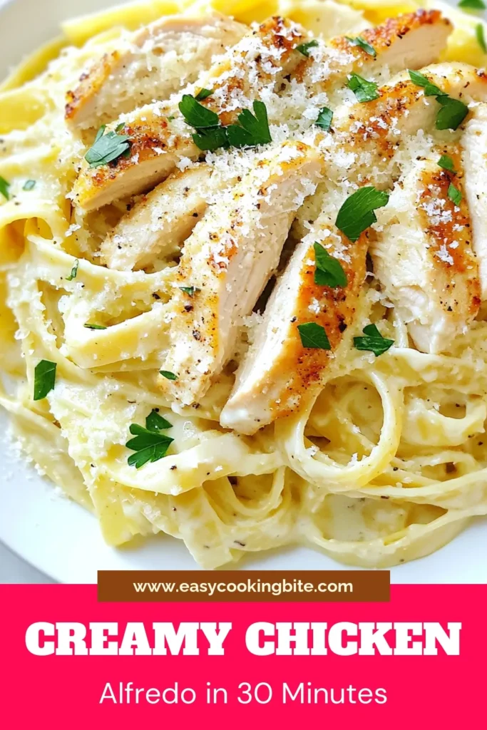 Indulge in this creamy chicken Alfredo recipe that’s perfect for two! This easy chicken Alfredo pasta features tender fettuccine alfredo with chicken, all enveloped in a luscious homemade Alfredo sauce. In just 30 minutes, you can create a delicious chicken pasta recipe that will impress anyone at your table. Join the pasta party and save this recipe for your next cozy night in! #ChickenAlfredo #PastaRecipe #EasyRecipes #CookingAtHome