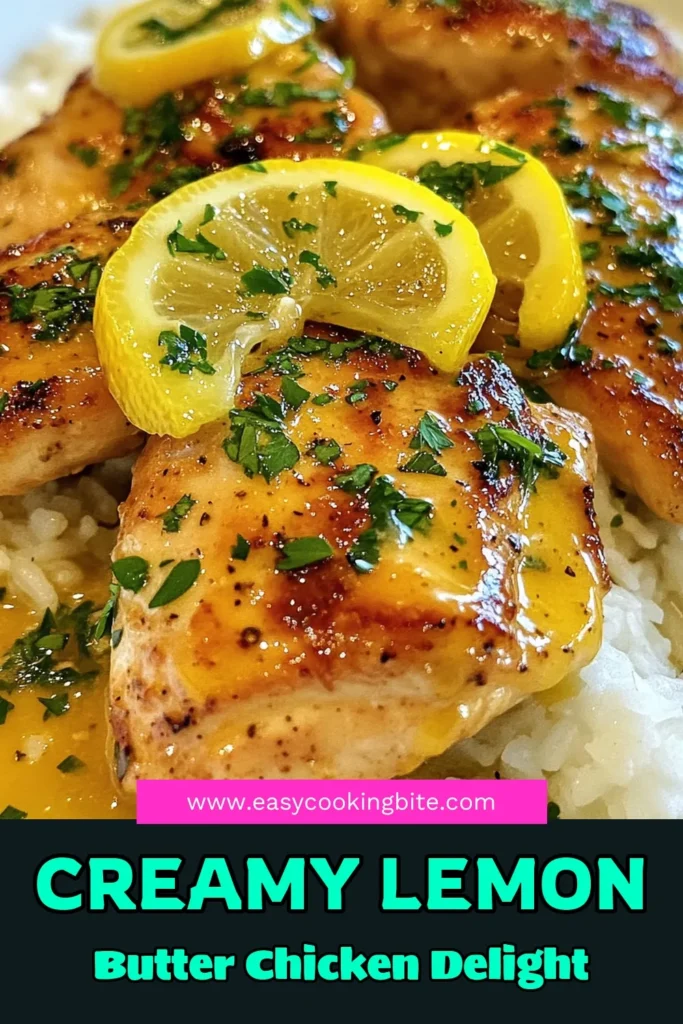 Looking for a delicious and quick weeknight meal? Try this creamy lemon chicken recipe! This easy chicken dinner features tender chicken breasts smothered in a rich lemon butter sauce perfect for any skillet chicken recipe. Ready in just 30 minutes, it's the ideal choice for busy nights. Savor the bright flavors and impress your family with this delightful lemon butter chicken. Save this recipe for your next dinner inspiration! #CreamyLemonChicken #EasyDinner #SkilletRecipes #WeeknightMeals