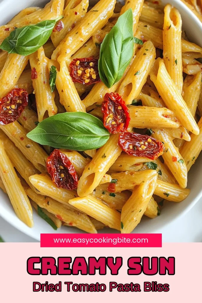Savor the creamy goodness of this easy vegan dinner recipe with our Creamy Sun Dried Tomato Vegan Pasta! Made with whole wheat pasta and a rich cashew cream sauce, this sun-dried tomato pasta recipe is a delicious plant-based meal that satisfies. Perfect for weeknight dinners, it’s a healthy choice you’ll love. Try it tonight and elevate your pasta game! Save this recipe for later! #CreamyVeganPasta #VeganDinner #WholeWheatPasta #EasyRecipes