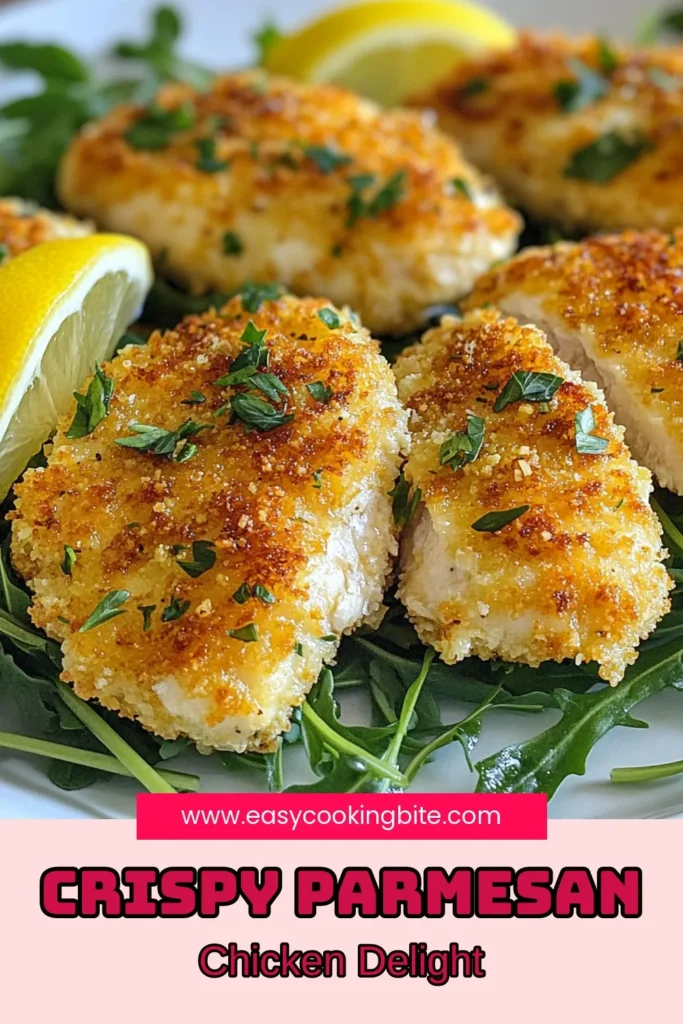 Discover the ultimate Parmesan crusted chicken recipe that delivers a crispy chicken dinner everyone will love! This easy chicken recipe features baked chicken breasts coated with panko breadcrumbs and Parmesan for a delightful crunch. Perfect for weeknight meals, this delicious dish is sure to impress. Try it tonight and enjoy a restaurant-quality meal at home! Save this recipe for future cooking inspiration. #ParmesanCrustedChicken #EasyChickenRecipes #PankoBreadcrumbChicken #CrispyChickenDinner