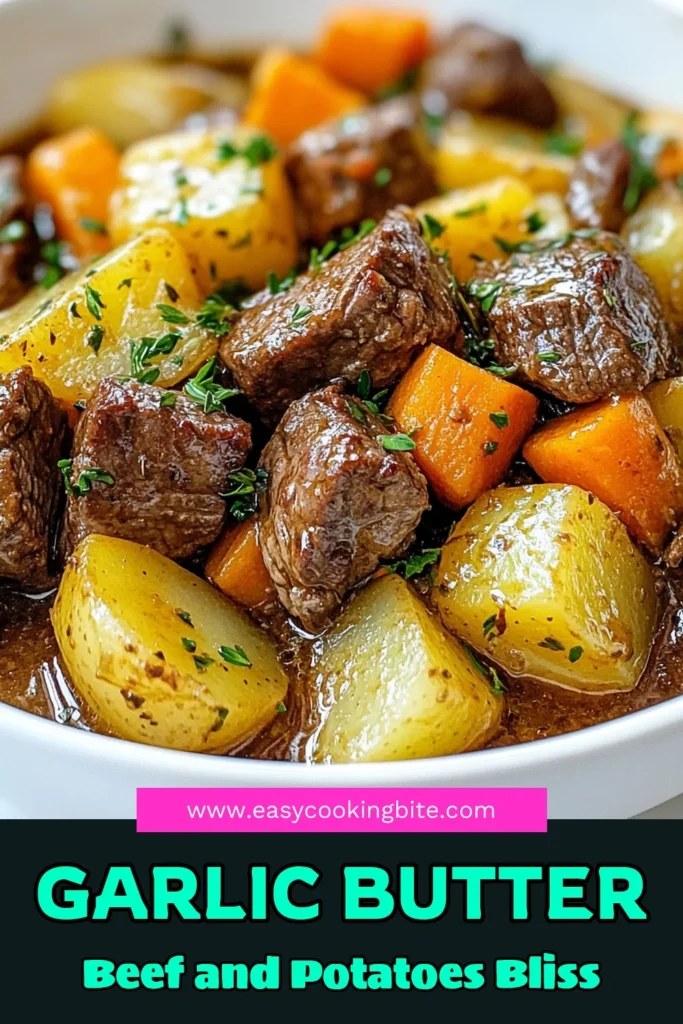 Discover this easy slow cooker beef recipe featuring tender garlic butter beef with potatoes, making it a perfect hearty beef stew for any night. With simple ingredients like beef roast with potatoes, carrots, and rich garlic flavors, this slow cooker garlic butter beef is an instant favorite. Perfect for busy schedules, just set it and forget it! Save this recipe for delicious weeknight dinners! #SlowCookerBeef #GarlicButterBeef #EasySlowCookerMeals #BeefStew