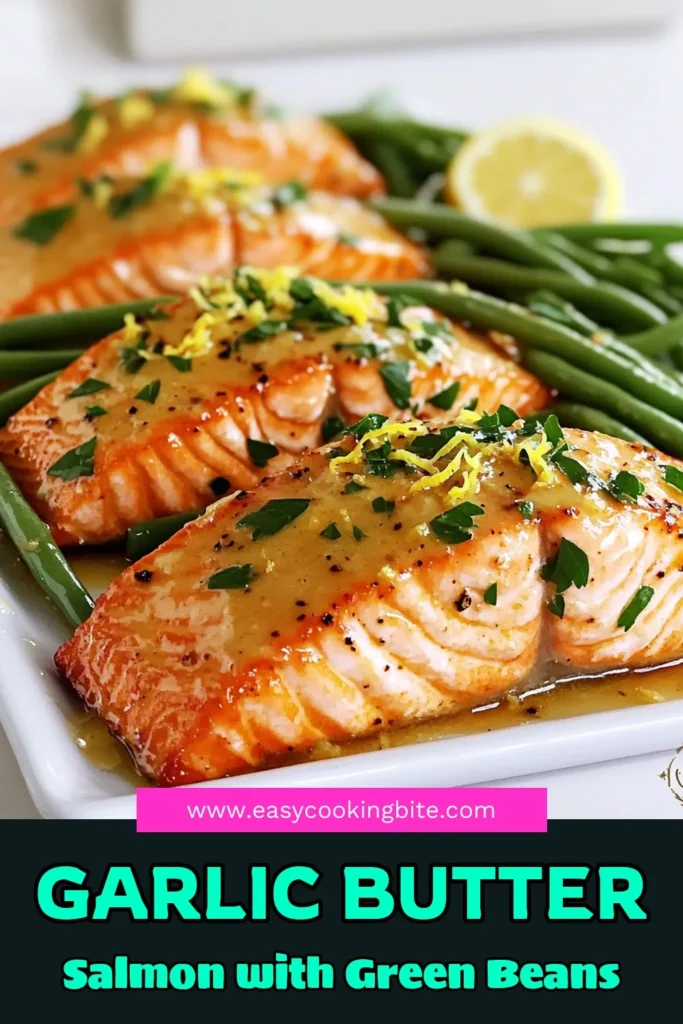 Savor the deliciousness of Zesty Garlic Butter Salmon & Vibrant Green Beans with this easy recipe! Perfect for a quick dinner, this dish combines juicy salmon fillets and tender green beans drizzled with a mouthwatering garlic butter sauce. Ready in just 25 minutes, it's the ideal meal for busy weeknights. Dive into flavor and impress your family—click through for the full recipe! #SalmonRecipe #HealthyEating #EasyDinner #SeafoodDelights