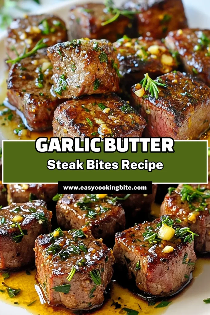 Indulge in these quick and flavorful Garlic Butter Steak Bites using an easy sirloin steak recipe that's perfect for busy nights! This garlic steak recipe takes just 30 minutes, making it an ideal option for quick dinner ideas. Savor tender sirloin cubes seared to perfection, coated in a rich garlic butter sauce. Your family will love this dish! Save this recipe for a delicious and effortless meal tonight! #GarlicButterSteakBites #EasySteakBites #QuickDinnerIdeas #SteakRecipe