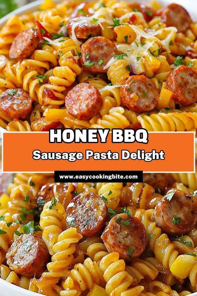 Looking for a delicious and easy dinner idea? Try this Honey BBQ Sausage Pasta Skillet! Featuring rotini pasta, smoked sausage, and a flavorful honey BBQ sauce, this dish delivers on taste and convenience. Perfect for busy nights, it’s one of the best easy pasta recipes you'll make. Get ready to impress your family with this quick and satisfying meal. Save this recipe for your next dinner! #HoneyBBQPasta #SmokedSausageSkillet #QuickDinnerIdeas #RotiniPastaDishes