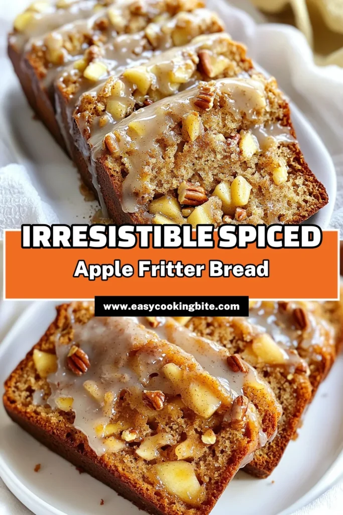 Bite into the cozy flavors of Spiced Apple Fritter Bread with this delightful recipe! Discover how to make a soft, scrumptious loaf packed with apples and warm spices, topped with a sweet glaze. Perfect for sharing or savoring solo, it’s a must-try for fall gatherings. Click to explore this easy and tasty recipe today! #AppleFritterBread #FallBaking #ComfortFood #BakingRecipes