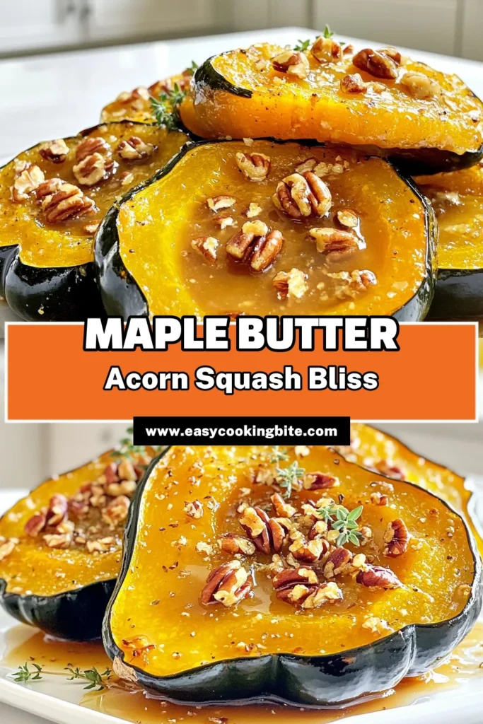 Indulge in the flavors of fall with this delicious Maple Butter Roasted Acorn Squash recipe! Simple to make and perfect as a side dish, this dish features sweet maple syrup, warm spices, and creamy butter, making it a cozy addition to your seasonal meals. Click through for the full recipe, tips, and garnishing ideas that will impress your guests. #AcornSquash #FallRecipes #VegetarianDishes #MapleSyrupRecipes