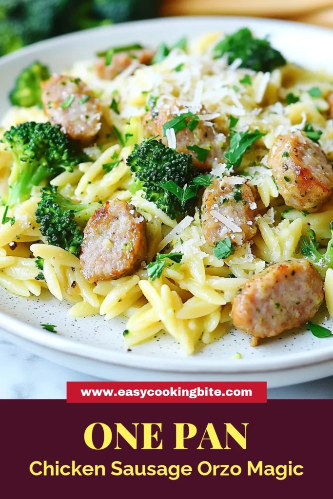 Discover this delicious chicken sausage recipe that combines the flavors of chicken sausage and a healthy broccoli orzo dish all in one pot! Perfect for easy orzo meals, this recipe features tender orzo pasta, vibrant broccoli, and savory chicken sausage. Ready in just 30 minutes, it’s a perfect weeknight dinner. Don’t miss out on this healthy chicken recipe—save and share! #ChickenSausageRecipe #BroccoliOrzoDish #EasyOrzoMeals #OnePotOrzoPasta