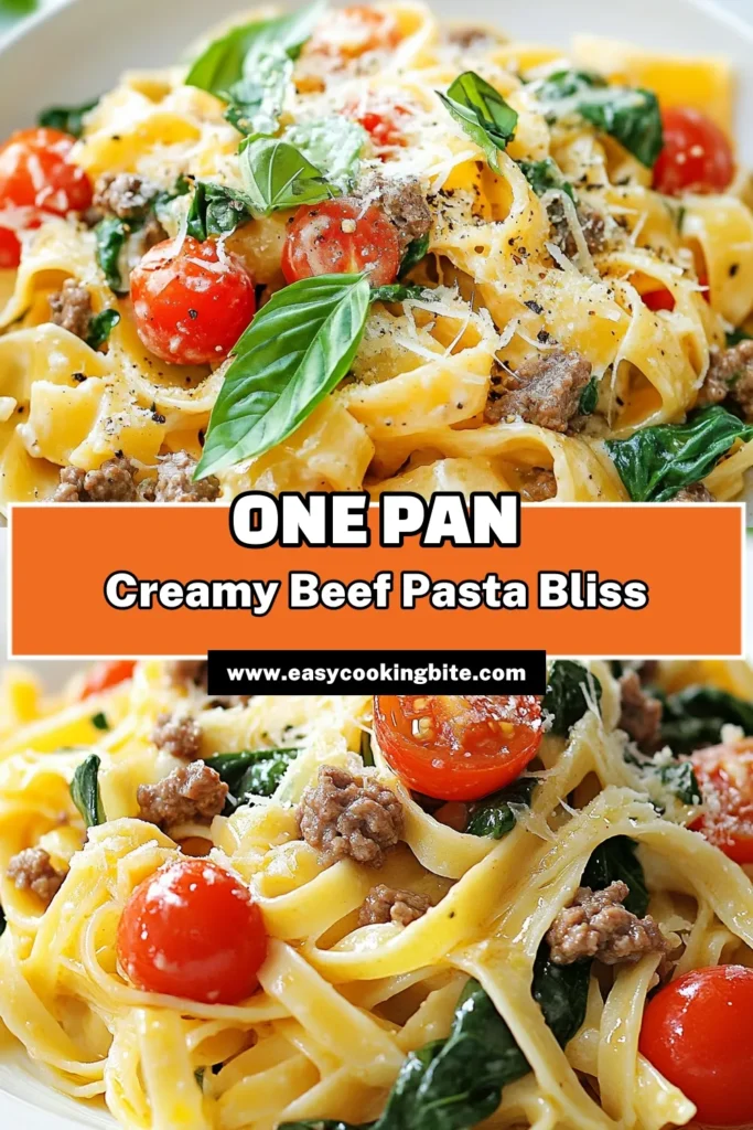 Indulge in the rich flavors of Creamy Tuscan Beef Pasta, a delicious ground beef pasta recipe that's perfect for a cozy dinner! This easy fettuccine recipe combines tender pasta with creamy sauce, cherry tomatoes, and fresh spinach for a Tuscan pasta dish everyone will love. Ready in just 30 minutes, it’s a family favorite! Save this creamy pasta with spinach for your next meal. #CreamyTuscanBeefPasta #EasyFettuccineRecipe #TuscanPastaDish #GroundBeefPastaRecipe