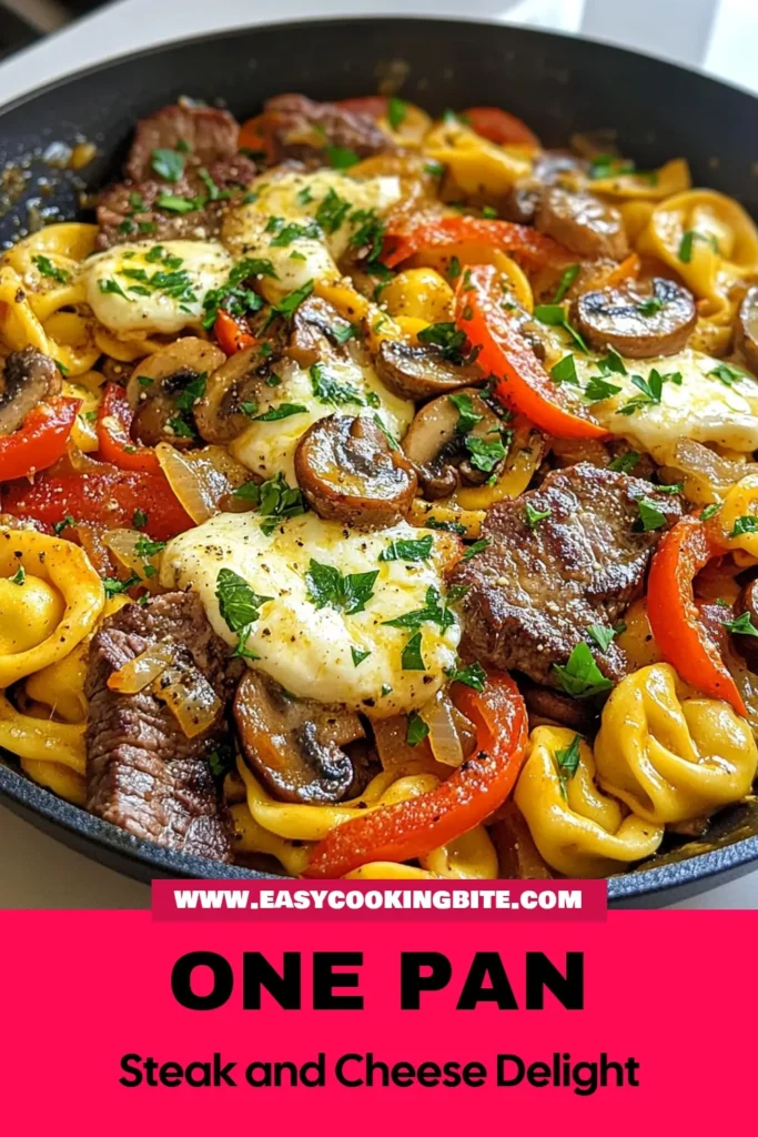 Indulge in a deliciously simple Steak and Cheese Tortellini Skillet that's perfect for a quick dinner! This easy steak tortellini recipe combines tender steak, creamy mozzarella, and vibrant veggies for a one-pan steak and cheese delight. Ready in just 30 minutes, it's an ideal choice for busy nights. Try this creamy tortellini skillet dinner and enjoy quick pasta recipes with steak the whole family will love! Save and share for your next meal inspiration! #SteakAndCheese #Tortellini #OnePanDinner #QuickPastaRecipes