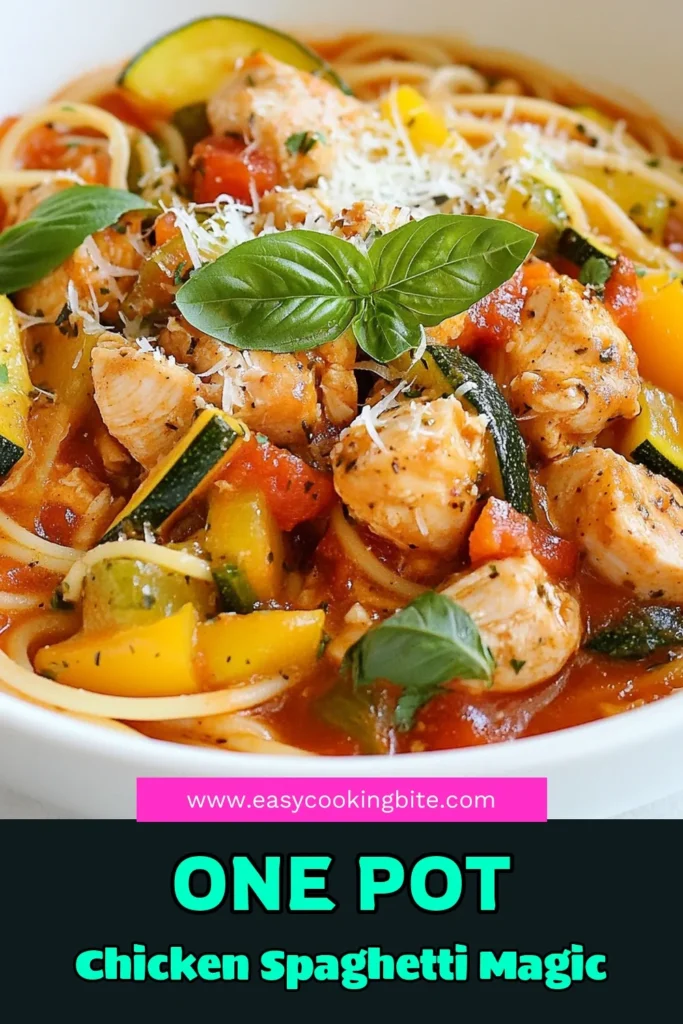 Discover the ultimate one-pot chicken spaghetti recipe that makes weeknight dinners a breeze! Packed with healthy vegetables and flavorful spices, this easy chicken spaghetti recipe will become a family favorite. Perfect for quick meals, this nutritious chicken pasta with vegetables is not only delicious but also a lifesaver for busy evenings. Try this delightful dish today and savor every bite! #OnePotMeals #ChickenSpaghetti #QuickDinners #HealthyRecipes