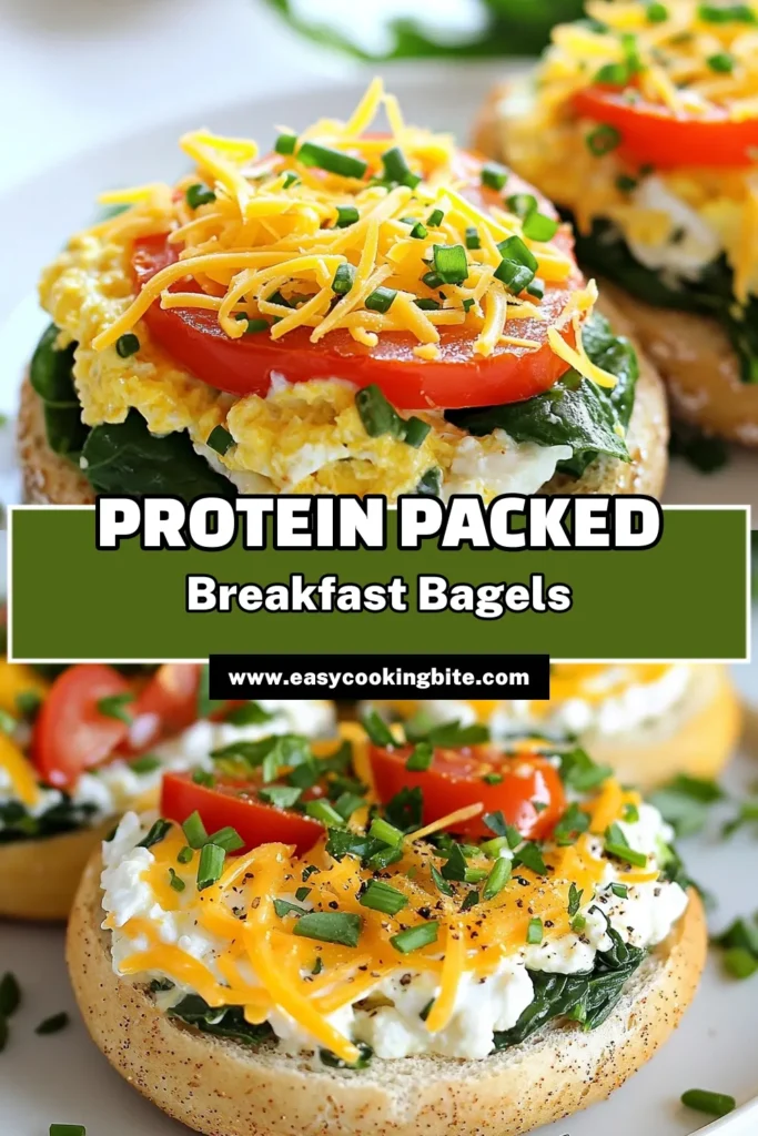Start your morning right with our easy High Protein Breakfast Bagels! This Whole Grain Bagel Recipe packs a nutritional punch with egg white bagel topping and creamy cottage cheese. Perfect for anyone seeking healthy breakfast ideas, these bagels are loaded with spinach and tomatoes for extra flavor. Try this delicious Cottage Cheese Breakfast Recipe today! Don't forget to save it for later! #HealthyBreakfast #ProteinPacked #BreakfastBagels #CottageCheeseRecipes