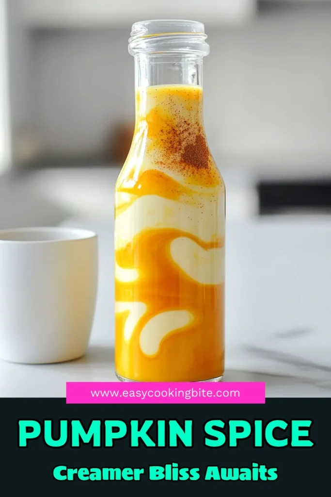 Elevate your coffee experience this fall with homemade Pumpkin Spice Coffee Creamer! This easy recipe combines rich cream, pumpkin puree, and warm spices for a deliciously creamy addition to your morning brew. Ready in just 10 minutes plus chilling time, it’s the perfect way to enjoy that pumpkin spice flavor all season long. Click through for the full recipe and start sipping on autumn! #PumpkinSpiceCoffeeCreamer #FallFlavors #CoffeeLovers #HomemadeRecipes