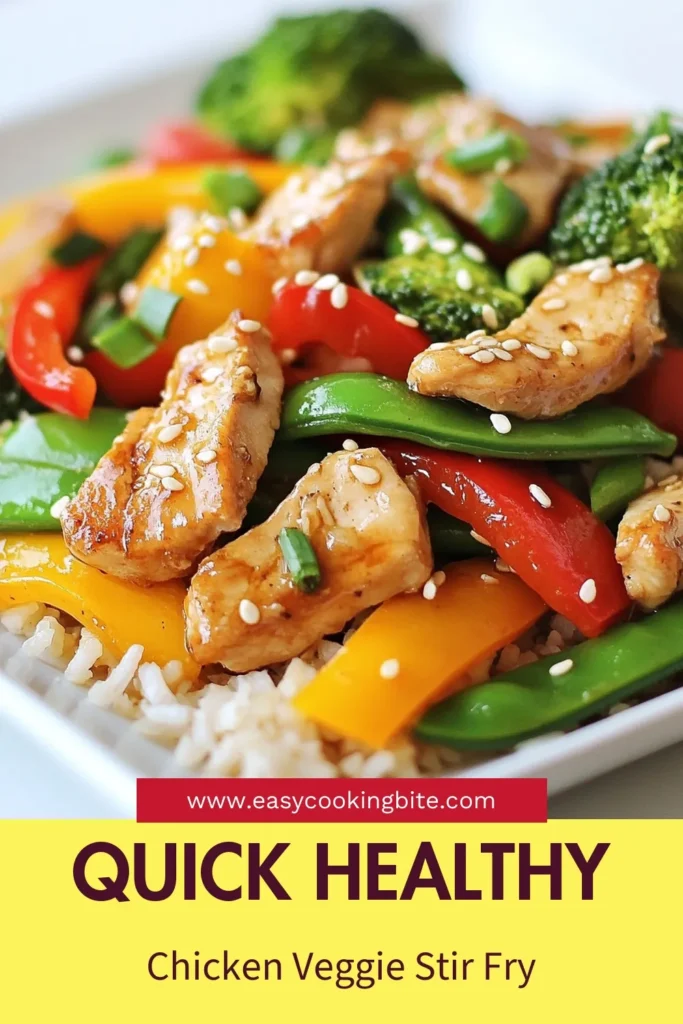 Discover this Healthy Chicken Veggie Stir Fry, a quick healthy dinner that’s packed with flavor! This veggie stir fry recipe features tender chicken and vibrant vegetables like bell peppers and broccoli, all tossed in low-sodium soy sauce. Perfect for busy nights, this chicken and vegetable stir fry is both nutritious and satisfying. Try it tonight, and don't forget to save the recipe! #HealthyChickenStirFry #VeggieStirFryRecipe #QuickHealthyDinner #LowSodiumSoySauceStirFry