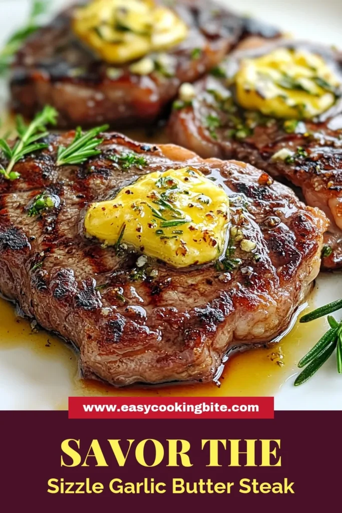 Indulge in this sizzling garlic butter steak recipe featuring tender ribeye steaks cooked to perfection. This pan-seared steak dish is drenched in a rich garlic butter sauce, creating a mouthwatering flavor bomb. Discover essential steak cooking tips to master your technique! Perfect for any dinner, this easy-to-follow recipe is sure to impress. Save this delicious ribeye steak recipe for your next meal! #SteakRecipe #GarlicButterSauce #PanSearedSteak #CookingTips