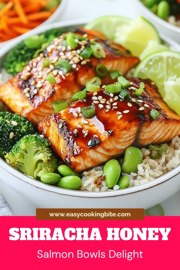 Discover the deliciousness of Honey Sriracha Salmon Bowls! This healthy salmon recipe is perfect for a quick salmon meal and packed with vibrant flavors. Easy to make, these Asian-inspired salmon bowls are sure to impress at any dinner table. With a tasty marinade and fresh veggies, dinner has never been simpler! Try this easy dinner bowl today and enjoy a nutritious meal. Save this recipe for later! #HoneySrirachaSalmon #HealthyDinner #EasyRecipes #AsianCuisine