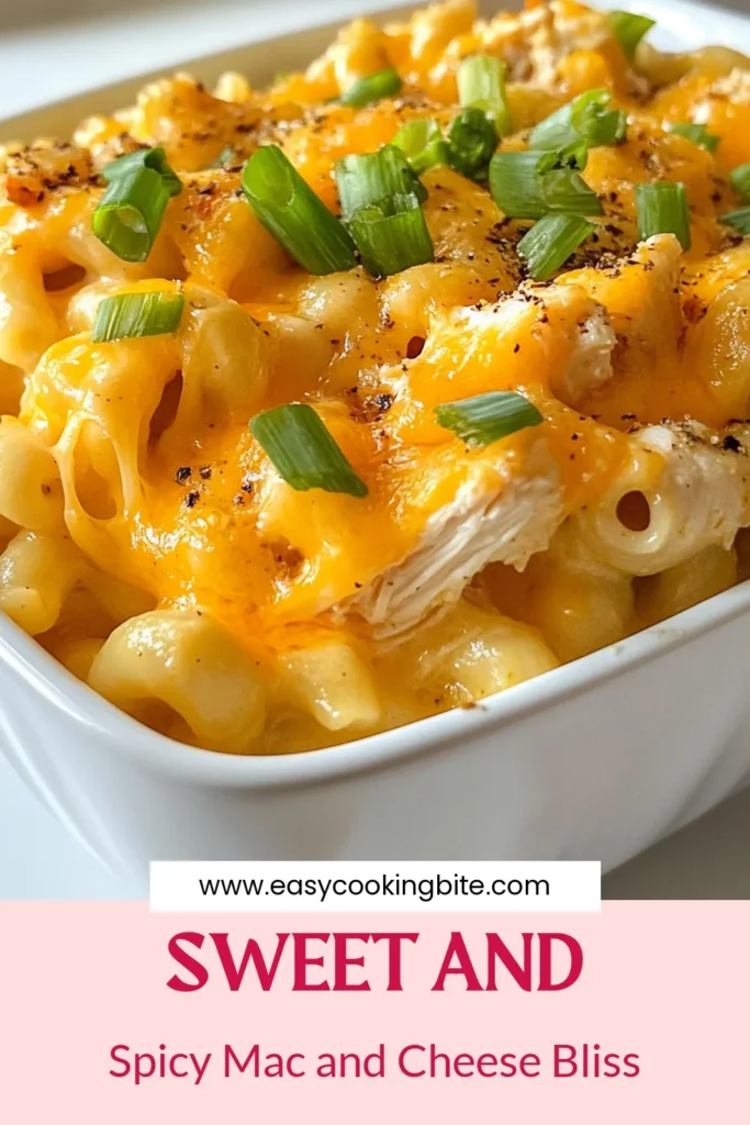 Indulge in this delicious honey pepper chicken mac and cheese! This creamy mac and cheese recipe combines sweet and spicy chicken pasta for the ultimate comfort food experience. Baked to perfection or made fresh, this comforting macaroni and cheese recipe is perfect for family dinners. Try this recipe today and enjoy a delightful twist on classic mac & cheese! Save this for later! #HoneyPepperChicken #MacAndCheese #ComfortFood #PastaLovers