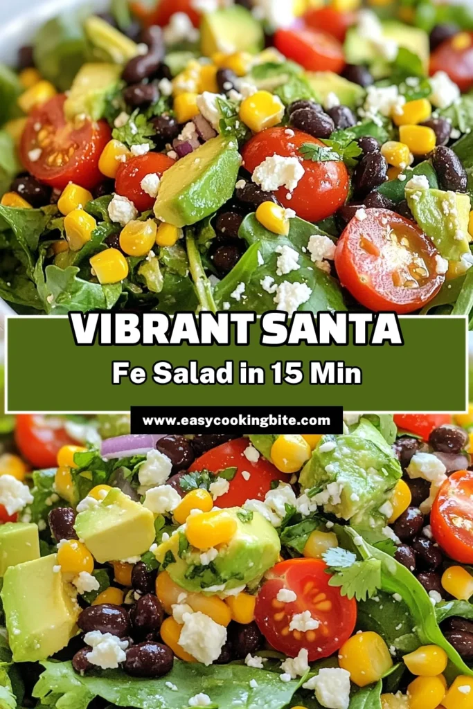 Discover the vibrant flavors of our Santa Fe Salad recipe, perfect for a healthy summer meal! This delicious healthy salad with feta features zesty black beans, creamy avocado, and fresh vegetables. Packed with nutrients, this black bean salad is a delightful avocado salad recipe you won't want to miss. Enjoy the freshness and save this recipe for later! #SantaFeSalad #HealthySalad #AvocadoSalad #FreshSummerSalad