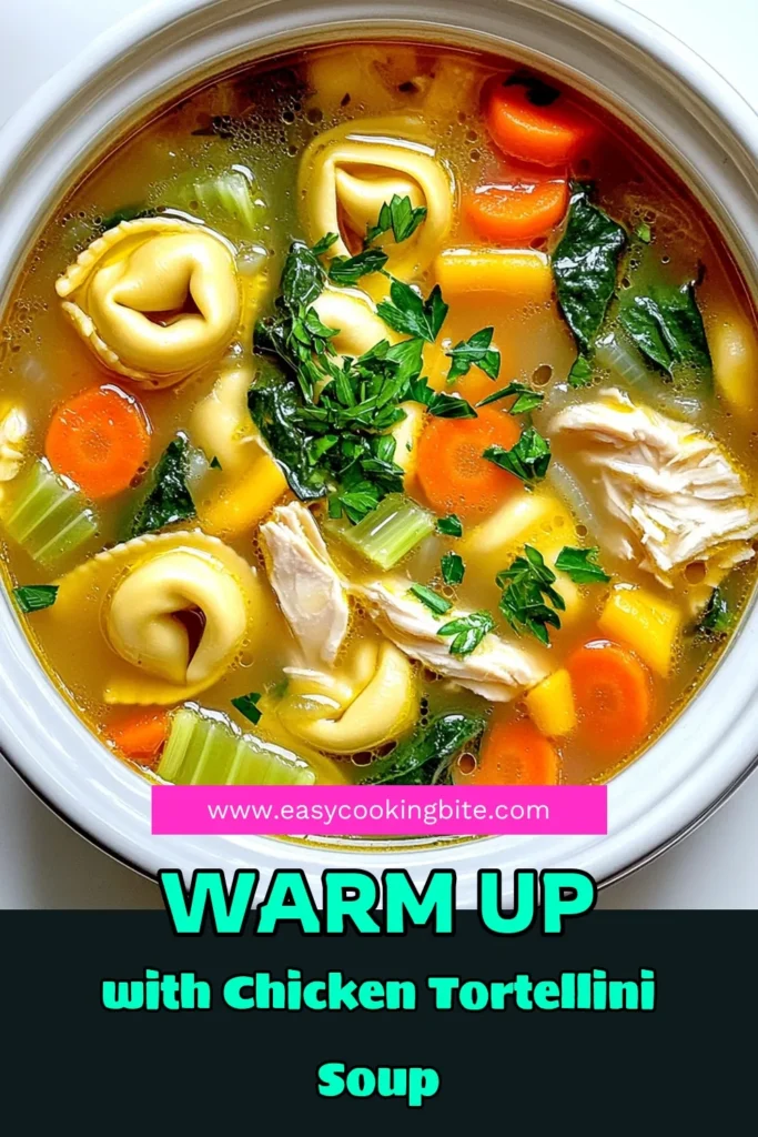 Warm up your evenings with this cozy slow cooker chicken tortellini soup! Packed with tender chicken, vibrant veggies, and cheesy tortellini, this comforting recipe takes just 15 minutes to prep. Perfect for busy weeknights, your family will love this hearty dish. Don't miss out on a delightful bowl of yum—click through to explore the full recipe and bring this delicious meal to your table! #SlowCookerRecipes #ChickenSoup #ComfortFood #TortelliniSoup