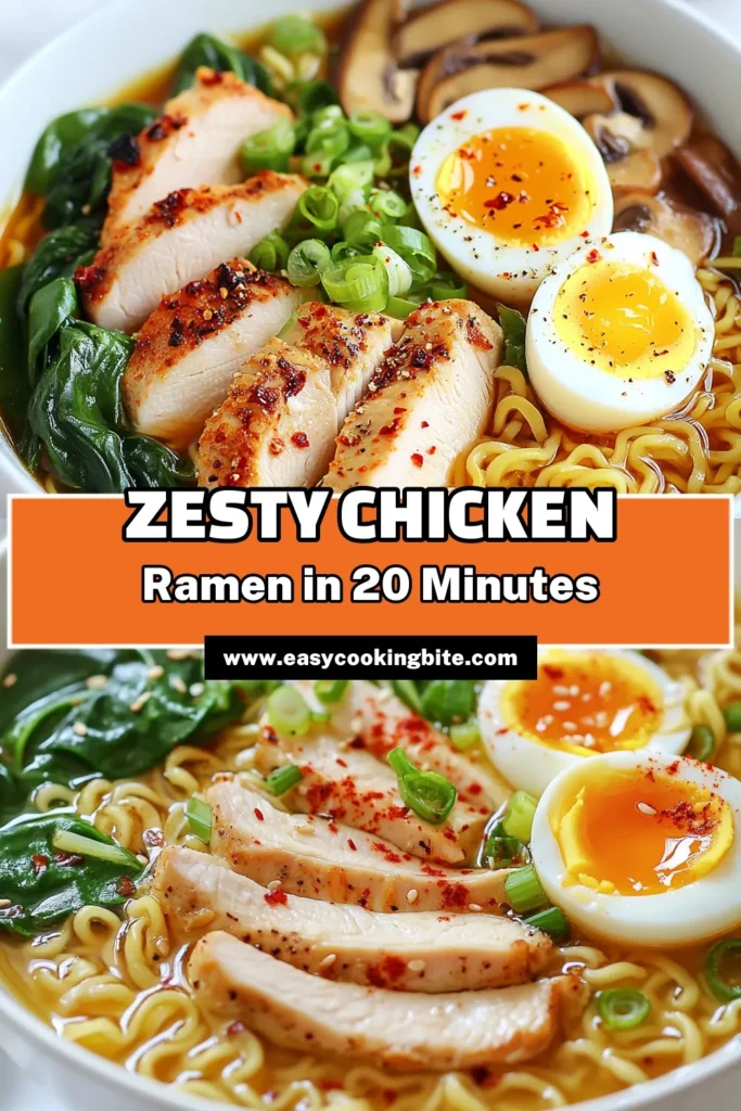Looking for a quick chicken ramen that’s both delicious and healthy? Try this easy ramen recipe that combines zesty ramen noodles with tender chicken and fresh veggies. In just 20 minutes, you can enjoy a nourishing instant ramen chicken soup that's perfect for any meal. Don’t miss out on this must-try healthy chicken ramen recipe! Save it for your next cooking adventure! #ChickenRamen #RamenRecipe #HealthyEating #QuickMeals