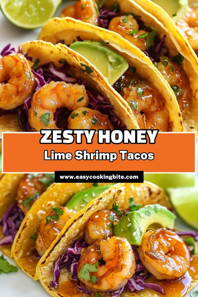 Savor the flavors of these Honey Lime Shrimp Tacos, a quick and easy shrimp taco recipe that’s perfect for any meal. Packed with a zesty lime shrimp marinade, these healthy shrimp tacos are topped with creamy avocado and crunchy red cabbage. Ideal for a fresh weeknight dinner! Elevate your taco night and impress your family and friends. Try this delightful recipe now! #ShrimpTacos #HealthyEats #TacoNight #FoodieFavorites