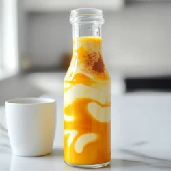 To make pumpkin spice coffee creamer, gather these key ingredients: - 1 cup heavy cream - 1 cup whole milk - 1/2 cup canned pumpkin puree - 1/4 cup maple syrup - 1 teaspoon vanilla extract - 1 teaspoon pumpkin pie spice - A pinch of salt These ingredients blend together to create a rich and creamy treat. The heavy cream gives a smooth texture. The whole milk adds a nice body. Canned pumpkin puree brings that classic fall flavor. Maple syrup sweetens the mix naturally, while vanilla extract adds warmth. Lastly, pumpkin pie spice gives that cozy fall aroma. Each serving of this creamer has about 55 calories. It contains 4 grams of fat and 5 grams of sugar. This recipe makes 16 servings, so you can enjoy it without guilt. The cream and milk offer calcium and vitamin D. The pumpkin adds fiber and vitamin A. Keep in mind these values may vary based on brands you use. You can customize your creamer with fun add-ins. Here are a few ideas: - A splash of coffee extract for extra flavor. - A bit of nutmeg for a warm spice kick. - A few drops of almond extract for a nutty twist. - A dash of cinnamon for more warmth. Feel free to mix and match these options to suit your taste! Making pumpkin spice coffee creamer is easy and fun. You need just a few simple steps. Gather your ingredients first. This will help you stay organized. 1. Start by pouring 1 cup of heavy cream and 1 cup of whole milk into a medium saucepan. 2. Add 1/2 cup of canned pumpkin puree. Stir gently over low heat. Keep mixing until everything is warm. Do not let it boil. 3. Next, add 1/4 cup of maple syrup, 1 teaspoon of vanilla extract, and 1 teaspoon of pumpkin pie spice. Sprinkle in a pinch of salt. 4. Keep stirring until the mix is smooth and creamy. Make sure there are no lumps. 5. Remove the saucepan from the heat and let the creamer cool slightly. 6. Pour the cooled creamer into an airtight container. Place it in the fridge. Let it chill for at least 2 hours. If you can wait overnight, the flavors will be better. To keep the creamer fresh, always use an airtight container. It will last in the fridge for about a week. Shake it well before each use. This will help mix the flavors again. Enjoy it in your favorite coffee or use it in desserts! To get the best flavor from your pumpkin spice coffee creamer, start with fresh ingredients. Use heavy cream and whole milk for a rich taste. Mix them in a saucepan over low heat. Stir gently until warm, but do not let it boil. Adding canned pumpkin puree gives it that lovely fall flavor. The maple syrup adds sweetness. Vanilla extract enhances the taste, while pumpkin pie spice brings in warmth. One mistake is boiling the mixture. Boiling can change the texture and flavor. Another common error is not letting the creamer chill. Chilling allows the flavors to blend well. If you skip this step, your creamer may taste flat. Lastly, be careful with the pumpkin pie spice. Too much can overpower the other flavors. You can easily enhance your creamer. Add a dash of cinnamon or nutmeg for extra warmth. Try using flavored syrups like caramel for a twist. For a richer taste, use brown sugar instead of maple syrup. You can also experiment with different types of milk, such as almond or oat milk, to change the base flavor. These simple tweaks will keep your pumpkin spice coffee creamer exciting all season long. {{image_2}} If you want to make this creamer dairy-free, you have great choices. Use coconut milk or almond milk instead of whole milk. For the heavy cream, try coconut cream. This will give you a rich flavor without dairy. You can also mix in oat milk for a creamy texture. These options keep the pumpkin spice flavor strong and delicious. Adding extra flavors can make your creamer unique. Consider adding a splash of hazelnut or a hint of chocolate. You can also use chai spice for a warm twist. If you like a bit of heat, add a dash of cayenne pepper. Each addition enhances the pumpkin spice and makes your coffee special. You can swap out maple syrup for other sweeteners. Honey or agave syrup works well and adds a different taste. For a low-calorie option, try stevia or monk fruit. These substitutes let you control the sweetness without losing flavor. Adjust the amount to suit your taste. After you make your pumpkin spice coffee creamer, let it cool. Pour it into an airtight container. This keeps it fresh and tasty. Store it in your fridge. Avoid using a glass jar if it’s hot. Heat can crack glass. When stored properly, your homemade creamer lasts about one week. Always check for changes in smell or texture. If it smells off or looks strange, throw it out. It's better to be safe than sorry! To use your creamer, shake the container well. This mixes the spices and flavors. Pour the desired amount into your coffee. If you want it warm, heat it gently on the stove. Do not boil it. Enjoy your cozy drink! Yes, you can use this creamer in many drinks. It works well in tea, hot chocolate, or even smoothies. Just add a splash for a cozy fall flavor. You can also use it in baking. Try adding it to pancakes or muffins for extra taste. Absolutely! You can swap maple syrup with sugar-free sweeteners. Options like stevia or erythritol work great. Just adjust the amount to taste. This way, you enjoy the flavor without the added sugar. Homemade pumpkin spice creamer lasts about one week in the fridge. Store it in an airtight container to keep it fresh. Always check for any changes in smell or texture before using. The best way to serve this creamer is in hot coffee. Pour it in slowly and stir well. You can also use it in iced coffee for a cool treat. Top it with whipped cream and a sprinkle of pumpkin pie spice for a special touch. This article covered the key parts of making pumpkin spice coffee creamer. We looked at the ingredients, cooking steps, and tips for best results. Remember to explore variations and storage techniques to keep your creamer fresh. Making your own creamer opens up fun flavor options. With a bit of practice, you’ll whip up delicious coffee delights every time. Enjoy making and sharing your tasty creations!