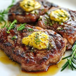 - 2 ribeye steaks (about 1 inch thick) - 3 tablespoons unsalted butter - 5 cloves garlic, crushed - 1 tablespoon olive oil These main ingredients create a tasty and rich flavor. The ribeye steaks have a good amount of fat, which makes them juicy. The butter adds a creamy touch, while garlic gives it a strong, bold taste. - Salt and pepper to taste Salt and pepper are key to enhancing the steak's natural flavor. Use a good amount to ensure each bite is packed with taste. Always season both sides well for the best results. - 1 tablespoon fresh rosemary, chopped - 1 tablespoon fresh thyme, chopped Fresh herbs boost the flavor and aroma of the dish. Rosemary adds a woodsy note, while thyme brings a subtle earthiness. You can mix these herbs into the butter for a delightful garlic herb sauce. {{ingredient_image_1}} Start by taking the ribeye steaks out of the fridge. Let them sit for about 30 minutes. This step helps the steaks cook evenly. Next, pat the steaks dry with paper towels. Dry steaks will sear better and form a tasty crust. Generously sprinkle salt and pepper on both sides. This seasoning adds flavor to the meat. Heat a large cast-iron skillet on medium-high heat. Add a tablespoon of olive oil to the pan. Once you see the oil shimmer, it’s time to add the steaks. Place them gently in the skillet. Cook the steaks for about 4 to 5 minutes without moving them. This gives you a nice crust. After that, flip the steaks to cook the other side. When you flip the steaks, add 3 tablespoons of unsalted butter. Then, add 5 crushed garlic cloves, 1 tablespoon of chopped rosemary, and 1 tablespoon of chopped thyme. As the butter melts, use a spoon to baste the steaks. This adds flavor and keeps the meat juicy. Cook for another 3 to 4 minutes for a perfect medium-rare. If you want it more done, cook a little longer. After cooking, take the steaks out and let them rest for 5 to 10 minutes. This helps the juices settle back into the meat. Finally, slice the steaks and drizzle the garlic butter on top before serving. To get a great sear, start with dry steaks. After taking them out of the fridge, let them rest for about 30 minutes. This helps them cook evenly. Pat them dry with paper towels to remove any moisture. Season both sides with salt and pepper. This not only adds flavor but also helps form that nice crust. Heat your skillet until it's hot and shimmering. When you add the steak, don’t move it. Let it cook for 4-5 minutes before flipping. You can cook the steak in different ways if you don't have a skillet. Grilling is a great option. It gives a nice smoky flavor. You can also broil the steak in the oven. Just make sure to watch it closely. Each method has its charm, so try what you like best. To check if your steak is done, use a meat thermometer. For medium-rare, aim for about 130°F. If you prefer medium, look for around 140°F. Remember, the steak will cook a bit more while it rests. After cooking, let the steak rest for 5-10 minutes. This keeps the juices inside, making each bite tasty and juicy. Pro Tips Resting is Key: Allow your steaks to rest after cooking. This helps the juices redistribute, ensuring a more flavorful and juicy steak. Use a Meat Thermometer: For perfect doneness, use a meat thermometer. Aim for 130°F (54°C) for medium-rare, and adjust according to your preference. Don’t Crowd the Pan: Cook one or two steaks at a time in the skillet. This maintains the temperature of the pan and ensures a nice sear. Choose Quality Meat: Opt for well-marbled ribeye steaks for the best flavor and tenderness. Quality ingredients make a noticeable difference in the final dish. {{image_2}} You can use many cuts for garlic pan steak. Ribeye is juicy and tender, but you can try others. New York strip offers a great flavor. Filet mignon is soft and buttery. Sirloin is a leaner option. Each cut has its own taste. Just adjust the cook time for thickness. While rosemary and thyme shine in this dish, feel free to experiment. Try parsley, basil, or even oregano for fresh flavor. For a spicier kick, add crushed red pepper flakes. You can swap garlic for shallots if you want a milder taste. Mix and match to find what you love. Garlic pan steak pairs well with many sides. Mashed potatoes or roasted veggies are great choices. You can also serve it with a fresh salad. A rich red wine sauce enhances the meal's flavor. For a zesty twist, consider chimichurri or a garlic aioli. These sides and sauces make the meal even better. After cooking, let your steak cool first. Place it in a clean, airtight container. This keeps the meat fresh. You can store it in the fridge for 3 to 4 days. If you want, wrap it tightly in plastic wrap before putting it in the container. This adds extra protection against air and moisture. To reheat steak, use a low heat. This helps keep it juicy. You can use a skillet or an oven. If using a skillet, add a little butter. Heat it over medium-low. Cook the steak for about 2-3 minutes on each side. For the oven, set it to 250°F. Place the steak on a baking sheet. Heat for about 20 minutes or until warm. For longer storage, freeze your leftovers. Wrap each piece in plastic wrap. Then, place it in a freezer bag. Make sure to squeeze out all the air. Label the bag with the date. You can freeze it for up to 3 months. To thaw, move the steak to the fridge overnight. This keeps the texture nice. Avoid thawing at room temperature to prevent bacteria. The best cut for pan-searing is ribeye. Ribeye has great fat marbling. This makes it tender and flavorful. You can also use sirloin or New York strip. Both cuts work well and provide good taste. Choose steaks that are about one inch thick. This thickness helps them cook evenly in the pan. To make this dish dairy-free, replace the butter with olive oil. Use about three tablespoons of olive oil instead. You can also try vegan butter as a substitute. This gives you a similar flavor without dairy. The garlic and herbs still add great taste to the dish. Yes, you can grill this steak recipe easily. Prepare the steaks the same way as for pan-searing. Season them well and let them rest. Preheat your grill to medium-high heat. Grill the steaks for about 4-5 minutes per side. Use a meat thermometer to check for doneness. Enjoy the smoky flavor from the grill! To sum up, you now know the key ingredients for garlic pan steak and how to prepare them. I shared cooking steps for perfect results and tips for that ideal sear. We explored variations to suit your taste and how to store leftovers. Remember, the right cut and seasonings can make a big difference. Whether you're a beginner or a pro, these tips will help you make a fantastic meal. With this knowledge, you’re ready to impress with your cooking!