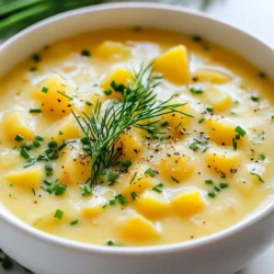 To make creamy Polish potato soup, gather these ingredients: - 4 medium-sized potatoes, peeled and diced - 1 onion, finely chopped - 2 cloves garlic, minced - 3 cups vegetable broth - 1 cup heavy cream - 1 tablespoon butter - 1 teaspoon fresh dill, chopped - Salt and pepper to taste - Fresh chives for garnish When cooking, precise measurements matter. Use dry measuring cups for solids like potatoes. For liquids, use liquid measuring cups. Always check for level measurements. A kitchen scale can help you weigh ingredients. This keeps your soup consistent every time you make it. Fresh ingredients make a big difference in flavor. Use fresh potatoes, as they provide a creamy texture. Fresh dill adds a bright taste that enhances the soup. Always choose high-quality broth for a rich base. Fresh onions and garlic also bring out the soup's best features. Using fresh ingredients leads to a better, more enjoyable meal. {{ingredient_image_1}} First, gather your ingredients. You need: - 4 medium-sized potatoes, peeled and diced - 1 onion, finely chopped - 2 cloves garlic, minced - 3 cups vegetable broth - 1 cup heavy cream - 1 tablespoon butter - 1 teaspoon fresh dill, chopped - Salt and pepper to taste - Fresh chives for garnish Wash the potatoes under cold water and peel them. Dice the potatoes into small pieces. This helps them cook evenly. Chop the onion finely to release its flavor. Mince the garlic cloves to add a nice aroma. Heat a large pot over medium heat. Melt the butter until it bubbles. Add the chopped onion and sauté it for about 5 minutes. You want it to turn soft and translucent. Then, add the minced garlic. Cook it for one more minute. Stir constantly to keep it from burning. Next, add your diced potatoes to the pot. Stir them well so they coat in the butter and onion mix. Pour in the vegetable broth, which will give your soup depth. Bring everything to a boil. Lower the heat and let it simmer for 15-20 minutes. Check if the potatoes are tender by poking them with a fork. Once your potatoes are soft, it's time to blend. Use an immersion blender for a smooth finish. If you like some chunks, blend only half of the soup. This way, you get a mix of creamy and chunky textures. After blending, stir in the heavy cream and chopped dill. Heat it gently, but do not boil. Lastly, season with salt and pepper to your taste. Now your creamy Polish potato soup is ready to serve. Garnish with fresh chives for an added burst of flavor. Enjoy! To boost the flavor of your Polish potato soup, focus on fresh ingredients. Use quality potatoes, onions, and herbs. Fresh dill adds a lovely taste. You can also try adding a splash of lemon juice. This brightens the soup and balances the creaminess. Don't skip the salt and pepper. They bring out the flavors in your soup. One common mistake is overcooking the garlic. It turns bitter if burned. Make sure to stir it for just one minute. Another mistake is blending the soup too much. If you prefer texture, blend only half. Lastly, be careful with the salt. Taste the soup before adding more. Too much salt can ruin your dish. If your soup is too thick, add more vegetable broth. This will make it creamy and smooth. If it’s too thin, you can cook it longer. This helps to reduce the liquid. For flavor adjustments, taste as you go. You can add more dill or even a pinch of paprika for warmth. This way, you create a soup that fits your taste perfectly. Pro Tips Choose the Right Potatoes: For a creamier texture, use starchy potatoes like Russets or Yukon Golds. Adjust Consistency: If you prefer a thicker soup, blend less of the potato mixture or add more cream. Add Flavor Depth: Consider adding a splash of white wine or a dash of smoked paprika for extra flavor. Garnish for Freshness: Fresh herbs like parsley or basil can elevate the soup's flavor and presentation. {{image_2}} You can add protein to the soup for extra flavor. Bacon gives a nice smoky taste. Cook it first, then set it aside. Add the drippings to the pot after cooking the onion. You can also use sausage. Cook it until browned, then slice it and add it to the soup before blending. Both options make the soup heartier and more filling. To make this soup vegetarian, use vegetable broth. You can also replace the heavy cream with coconut milk or cashew cream. These alternatives keep the soup rich while making it vegan-friendly. Use plant-based butter for sautéing the onion. You’ll still get a creamy texture and delightful taste. Spices and herbs can change the soup's flavor. Adding smoked paprika gives a warm, earthy note. If you like heat, a pinch of red pepper flakes works well. Fresh herbs like thyme or parsley can brighten the dish. You can mix in some chives or green onions for more freshness. Adjust these according to your taste. To store your Polish potato soup, let it cool first. Then, place it in a clean, airtight container. Make sure to use a container that fits the amount you have. This keeps your soup fresh and prevents spills. Store it in the fridge for up to three days. Remember to label your container with the date. This way, you know when to use it. When you're ready to enjoy your leftovers, take the soup out of the fridge. Pour it into a pot and heat it over medium-low heat. Stir often to prevent it from sticking to the pot. If it seems too thick, add a splash of vegetable broth or some water. This helps bring back that creamy texture. Taste it before serving and adjust the salt and pepper if needed. You can freeze Polish potato soup if you want to save some for later. First, let the soup cool completely. Then, transfer it into freezer-safe bags or containers. Make sure to leave some space at the top, as liquids expand when frozen. You can freeze it for up to three months. When you're ready to eat, thaw it in the fridge overnight and reheat it on the stove. You can use milk or a non-dairy cream. Coconut milk works well, too. If you want a thicker soup, blend in some silken tofu. These options keep the soup creamy without heavy cream. Yes, you can make this soup ahead of time. It tastes even better the next day. Just cool it down and store it in the fridge. Reheat it gently before serving to keep the flavors fresh. Serve this soup hot with fresh bread. A sprinkle of chives adds a nice touch. You can pair it with a side salad for a complete meal. Enjoy it with friends for a cozy dinner! In this article, we explored key ingredients and steps for cooking a great dish. Fresh ingredients shine and help enhance flavor. I shared tips on measuring and cooking techniques to achieve the best results. We discussed variations to cater to different diets too. Don't forget to store leftovers correctly and reheat them well. Following these tips will elevate your cooking. Enjoy experimenting and making your meals truly delicious!