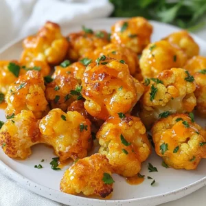 - 1 medium head of cauliflower, cut into bite-sized florets - 1/2 cup almond flour - 1/2 teaspoon garlic powder - 1/2 teaspoon onion powder - 1/2 teaspoon smoked paprika - 1/4 teaspoon salt - 1/4 teaspoon black pepper The main star of this recipe is cauliflower. You want to use a medium head, cut into small florets. This size helps them cook evenly. Next, almond flour gives the bites a nice crunch. It also keeps them low-carb. Then, we add seasonings. Garlic powder, onion powder, smoked paprika, salt, and black pepper work great together. They add a nice flavor without being too strong. - 1/4 cup unsalted butter, melted - 1/2 cup buffalo sauce (like Frank's RedHot) - Fresh parsley, chopped (for garnish) For the sauce, start with unsalted butter. Melt it to mix well with buffalo sauce. I love using Frank's RedHot for its bold flavor. Mix these two until smooth. After baking, fresh parsley adds a pop of color and taste. It makes the dish look appealing and bright. {{ingredient_image_1}} 1. Preheat oven and line baking sheet Start by preheating your oven to 450°F (230°C). This high heat makes the bites crispy. Next, take a baking sheet and line it with parchment paper. This will help prevent sticking and cleanup will be easier. 2. Prepare the coating mixtures In a large bowl, mix the almond flour, garlic powder, onion powder, smoked paprika, salt, and black pepper. This blend of spices adds great flavor to the bites. Set this bowl aside. In another bowl, combine the melted butter and buffalo sauce. Stir until they blend well. 3. Dip and coat cauliflower Take each cauliflower floret and dip it in the buffalo sauce mixture first. Make sure it gets fully coated. Then, roll it in the almond flour mixture. Press gently to ensure the coating sticks well. This double-dipping gives you a crispy outer layer. 4. Bake the cauliflower bites Arrange the coated cauliflower on the lined baking sheet in a single layer. Ensure that the florets do not touch each other. Bake in the preheated oven for 25-30 minutes. Flip the bites halfway through to get an even crispiness. They should be golden and crunchy when done. 5. Toss in buffalo sauce Once baked, remove the bites from the oven. If you want more flavor, toss them in the remaining buffalo sauce. This adds a delicious kick. 6. Garnish for serving Finally, sprinkle fresh chopped parsley over the bites. This not only adds color but also a fresh taste. Now your keto buffalo cauliflower bites are ready to enjoy! To make your keto buffalo cauliflower bites super crispy, you need the right baking method. First, always preheat your oven to 450°F (230°C). This high heat helps the bites crisp up nicely. Line your baking sheet with parchment paper. This keeps the bites from sticking and helps them brown. When you arrange the cauliflower on the sheet, spread them out. Ensure they don’t touch. This allows hot air to move around each piece. If they sit too close, they will steam instead of bake. Flip them halfway through baking to get an even crisp on all sides. If you want to adjust the spice level, feel free to add more buffalo sauce. Start with a little and taste as you go. You can also mix in some hot sauce for extra heat. If you prefer a milder bite, use less sauce or a milder version. Adding cheese can also boost the flavor. Try sprinkling some Parmesan or cheddar on top before baking. This creates a nice cheesy crust. Just remember to adjust the baking time if you add cheese. You want it melted but not burnt. This way, your keto buffalo cauliflower bites will be both tasty and satisfying. Pro Tips Choose the Right Cauliflower: Opt for a fresh, firm cauliflower head with tightly packed florets for the best texture and flavor. Spice Up Your Sauce: Feel free to add more spices like cayenne pepper or chili powder to the buffalo sauce for an extra kick! Ensure Crispiness: Make sure to space the cauliflower bites well on the baking sheet; overcrowding can lead to steaming instead of crisping. Perfectly Melted Butter: When melting butter, do so gently to avoid browning it, which can alter the flavor of your bites. {{image_2}} You can change the flavor of your buffalo cauliflower bites easily. Different hot sauces give unique tastes. Try using Sriracha for a sweeter kick or a smoky chipotle sauce for depth. Each option adds its own charm. You can also play with seasonings. If you like a zestier flavor, add some cayenne pepper. For a milder taste, use mild buffalo sauce. You can mix in herbs like oregano or thyme for added freshness. Experiment and find your perfect blend! Making vegan adaptations is simple. Instead of butter, use coconut oil or vegan butter. This keeps the bites plant-based and still tasty. You can also swap out almond flour for a gluten-free flour like chickpea flour. For gluten-free options, ensure your hot sauce is gluten-free. Most brands are, but it’s good to check. Using these swaps makes the dish safe for everyone to enjoy! After you enjoy your Keto Buffalo Cauliflower Bites, store any leftovers properly. Use airtight containers to keep them fresh. Glass containers work well because they don’t hold odors. You can also use plastic containers if you prefer. For best results, place the cooled bites in the fridge. They stay good for about 3-4 days. Make sure to let them cool completely before sealing. This helps prevent moisture from building up inside the container. You can choose two main methods to reheat your bites: the oven or the microwave. The oven is my favorite for keeping that crispiness. Preheat it to 350°F (175°C). Place the bites on a baking sheet and heat for about 10-15 minutes. This method keeps them crunchy and delicious. If you're in a hurry, use the microwave. Place the bites on a microwave-safe plate. Heat them in short bursts of 30 seconds. Check often so they don’t get soggy. To help keep some texture, consider putting a paper towel under the bites. You can prepare these bites in advance. Simply coat the cauliflower and store them in the fridge. This can be done for up to 24 hours. When you're ready to enjoy, bake them directly from the fridge. This saves time and makes them great for busy days. These bites pair well with many sides. Here are some tasty options: - Celery sticks - Carrot sticks - Ranch dressing for dipping - A simple green salad These sides add freshness and crunch to your meal. They also balance the heat of the buffalo sauce. Yes, these bites are perfect for meal prep. You can make a big batch and store them in containers. Keep them in the fridge for up to five days. Reheat in the oven or air fryer to keep them crispy. This way, you can enjoy a quick and tasty snack anytime. You now have a complete guide to making keto buffalo cauliflower bites. We covered the main ingredients, sauces, and steps to prepare them perfectly. I shared tips for crispiness and flavor, plus variations for your taste. You also learned how to store and reheat these bites for later. Enjoy these tasty, healthy snacks any time. With simple swaps and easy methods, you can make this dish fit your needs. Dive in, start cooking, and savor your delicious creation.