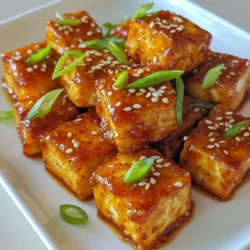 - 1 block of extra-firm tofu, pressed and cubed - 2 tablespoons vegetable oil - 4 cloves garlic, minced - 1/4 cup sweet chili sauce - 2 tablespoons soy sauce - 1 tablespoon brown sugar - 1 tablespoon rice vinegar - 1 teaspoon cornstarch mixed with 2 tablespoons water - 1 green onion, sliced - Sesame seeds Let&rsquo;s dive into the key ingredients for making sweet chili garlic tofu. This dish starts with a block of extra-firm tofu. It holds its shape well and absorbs flavors nicely. I recommend pressing the tofu first. This will help get rid of excess water. When you cube it, aim for bite-sized pieces. They cook evenly and soak up the sauce perfectly. Next, you need vegetable oil for frying. It creates a nice, crispy texture on the tofu. You'll also need garlic cloves. Mince them finely to release their full flavor. Now, let&rsquo;s talk about the sauce. The sweet chili sauce gives a nice balance of sweetness and spice. Soy sauce adds saltiness, while brown sugar brings extra sweetness. Rice vinegar adds a tangy kick. Finally, cornstarch mixed with water thickens the sauce. This creates a nice glaze for your tofu. To finish your dish, you&rsquo;ll use green onion and sesame seeds as garnishes. The green onion adds freshness, and sesame seeds give a nice crunch. Each ingredient plays a role in making this dish flavorful and fun to eat. {{ingredient_image_1}} First, you need to press the tofu. This helps remove excess water. Wrap the tofu in a clean cloth. Place a heavy pan on top for 15-20 minutes. This step is key for crispy tofu. After pressing, cut the tofu into bite-sized cubes. Next, heat the vegetable oil in a large skillet over medium heat. Once the oil is hot, add the cubed tofu. Cook each side for about 4-5 minutes. You want the tofu to turn golden brown and crispy. Once done, remove the tofu from the pan and set it aside. Now it's time to make the sauce. In the same pan, add the minced garlic. Saut&eacute; it for about 30 seconds until it smells great. Be careful not to burn the garlic. In a small bowl, mix the sweet chili sauce, soy sauce, brown sugar, rice vinegar, and red pepper flakes if you want some heat. Pour this mixture into the pan with the garlic. Bring it to a simmer. To thicken the sauce, add the cornstarch mixed with water. Stir it continuously for about 2-3 minutes. You'll know it's thick enough when it coats the back of a spoon. Carefully add the crispy tofu back into the pan. Toss it in the sauce to coat every piece evenly. Cook for an additional 2-3 minutes so the tofu absorbs all the flavors. When it's done, remove it from the heat. Garnish with sliced green onion and sesame seeds before serving. Enjoy your sweet chili garlic tofu! To get the best tofu, you must press it well. - Wrap your tofu in a clean towel. - Place a heavy pan on top for 15-20 minutes. This removes excess water. A dryer tofu absorbs flavors better. For crispy tofu, follow these steps: - Cut your pressed tofu into bite-sized cubes. - Heat your oil in a skillet until hot. - Cook tofu in a single layer for 4-5 minutes per side. You want it golden brown and crispy. Sweet chili garlic tofu pairs well with rice or noodles. - Jasmine rice adds a nice touch. - Lo mein noodles soak up the sauce well. Add some vegetables for color and crunch: - Broccoli and bell peppers work great. - Snap peas or bok choy add freshness. Overcooking tofu makes it tough. - Keep an eye on it while cooking. - Remove it from the pan once golden brown. Don&rsquo;t skip thickening the sauce. - Mix cornstarch with water before adding it to the sauce. - This step gives the sauce a nice, sticky texture. Following these tips will help you create a dish that is flavorful and satisfying! Pro Tips Press the Tofu Well: Make sure to press the tofu for at least 15-20 minutes to remove excess moisture, ensuring it becomes crispy when cooked. Use High Heat: Cooking the tofu on medium-high heat helps achieve a golden crust. Avoid overcrowding the pan to ensure even cooking. Customize the Heat Level: Adjust the amount of red pepper flakes according to your heat preference, or omit them entirely for a milder dish. Garnish for Presentation: Always finish your dish with fresh garnishes like green onions and sesame seeds to add color and texture. {{image_2}} You can make this dish even better by adding vegetables. Some great options are bell peppers, broccoli, or snap peas. These veggies add color and crunch. Just chop them into small pieces and toss them in the pan after you add the garlic. If you want to add more protein, consider chickpeas or edamame. Both options work well and boost the nutrition of your meal. Cook them with the tofu for a hearty dish. You can use homemade sweet chili sauce for a fresher taste. To make your own, mix sugar, vinegar, and chili paste. This gives you total control over the flavors. If you want a gluten-free option, swap soy sauce for tamari. It tastes similar but is safe for those with gluten issues. To spice things up, try adding fresh peppers. Jalape&ntilde;os or serranos work great. Just chop them finely and toss them in with the garlic. This will give the dish a nice kick. If you prefer a milder flavor, you can skip the red pepper flakes. You can also use less sweet chili sauce. This way, you can enjoy the dish without too much heat. To keep your sweet chili garlic tofu fresh, follow these tips: - Refrigeration Guidelines: Place leftover tofu in an airtight container. Store it in the fridge for up to three days. Always let it cool before sealing to avoid moisture buildup. - Best Containers for Storage: Use glass or BPA-free plastic containers. These materials help keep your food fresh. Make sure the container has a tight seal to prevent air from entering. When you are ready to enjoy your leftovers, reheating is key: - Methods for Reheating Tofu: You can reheat tofu in a skillet over medium heat. This method helps restore some of its original crispiness. Alternatively, use a microwave for quick warming, but be careful not to overheat. - Tips to Maintain Texture: If you use a microwave, cover the tofu with a damp paper towel. This step helps retain moisture and prevents it from drying out. For the skillet, add a splash of water to create steam. If you want to save some tofu for later, freezing is an option: - How to Freeze Cooked Tofu: Allow the tofu to cool completely. Then, place it in a freezer-safe bag or container. Squeeze out as much air as possible to avoid freezer burn. Label the bag with the date. - Implications for Texture After Thawing: Freezing may change the texture of the tofu. It can become a bit spongy after thawing. This change can be great for absorbing flavors in soups or stews, but it might not be ideal for frying. The best type of tofu for Sweet Chili Garlic Tofu is extra-firm tofu. It holds its shape well and gets crispy when cooked. Firm tofu can work too, but it won&rsquo;t be as sturdy. Soft or silken tofu is not ideal here since it falls apart easily. Extra-firm tofu has less water, so it absorbs flavors better and gives a nice bite. Yes, you can make this dish vegan. All the ingredients listed are plant-based. The sweet chili sauce and soy sauce are typically vegan, but always check labels to be sure. Brown sugar is usually vegan, but some brands use bone char in processing, so look for organic options. This recipe is perfect for anyone who wants a tasty vegan meal. You can serve Sweet Chili Garlic Tofu with many sides. Here are some ideas: - Steamed jasmine or basmati rice - Stir-fried vegetables like broccoli or bell peppers - Noodles tossed in sesame oil - A fresh green salad for crunch - Cauliflower rice for a low-carb option Mix and match these sides to create a balanced and colorful meal! This blog post covered how to make Sweet Chili Garlic Tofu. You learned about main ingredients, sauces, garnishes, and step-by-step instructions. I included tips to perfect the tofu's texture and common mistakes to avoid. You also discovered variations with vegetables and sauces, along with storage tips for leftovers. In the end, this simple dish is both tasty and flexible. With practice, you can impress anyone with this easy meal. Enjoy your cooking!