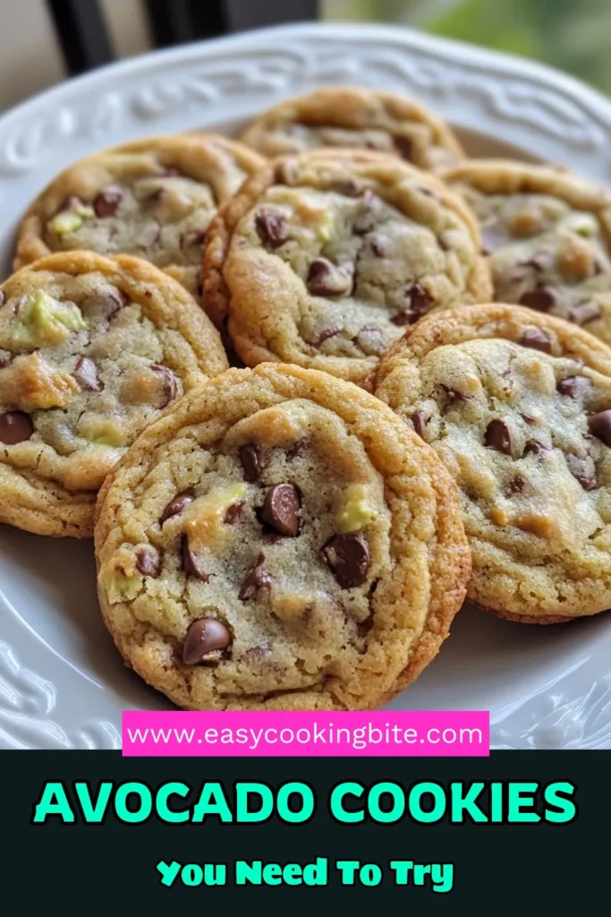 Indulge in these delicious avocado chocolate chip cookies, a healthy cookie recipe that's perfect for anyone looking to enjoy baked goods with avocado! Made with creamy avocado and coconut oil, these vegan chocolate chip cookies are not only satisfying but also guilt-free. Bake a batch today and share the joy of these nutritious treats! Try the recipe and save it for later! #AvocadoCookies #HealthyBaking #VeganDessert #CoconutOilCookies