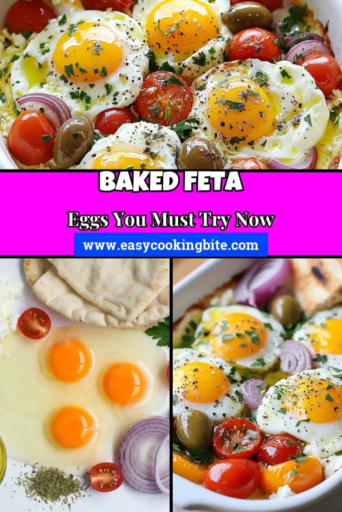 Savor the flavors of Mediterranean baked feta eggs with this easy egg baking recipe! This baked feta cheese recipe features creamy feta, vibrant cherry tomatoes, and briny Kalamata olives, bringing authenticity to your kitchen. Perfect for Greek breakfast dishes, this simple feta cheese egg bake is a must-try. Ready in just 35 minutes, it's ideal for a delicious brunch or quick meal. Don’t forget to save this for later! #MediterraneanRecipe #BakedFeta #GreekBreakfast #EasyRecipes