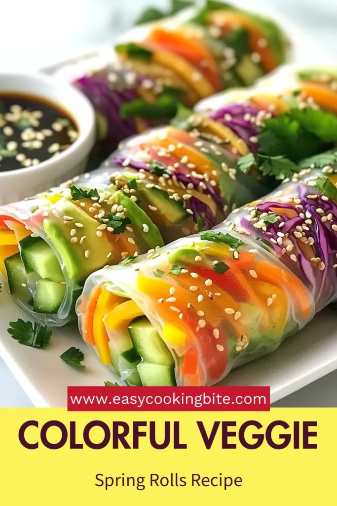 Brighten your summer with these colorful and delicious rainbow veggie spring rolls! This rice paper rolls recipe is packed with fresh vegetables like red cabbage, carrots, and cucumbers, making it a healthy choice for any meal. Perfect as healthy summer rolls, they come with a tasty dipping sauce for spring rolls that will impress everyone! Try this easy recipe today and make your snacks vibrant! Save this for later! #RainbowVeggieSpringRolls #HealthyEating #SpringRolls #VeganRecipes
