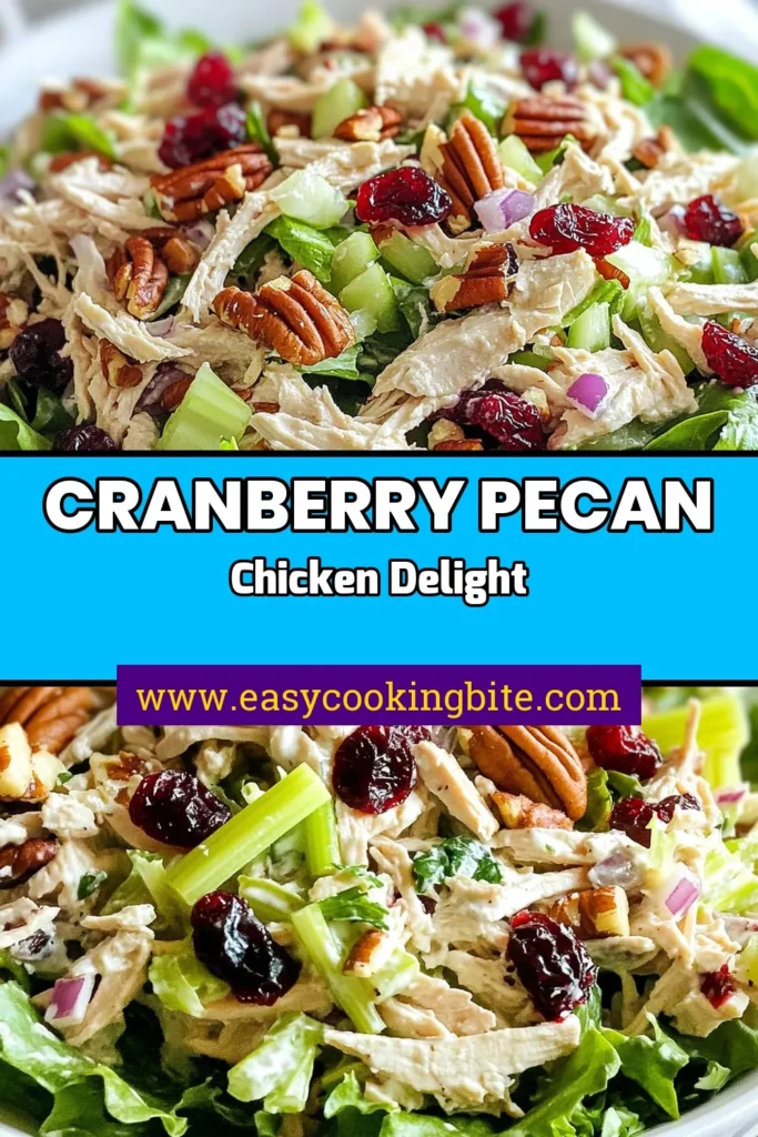 Discover the delicious and nutritious Cranberry Pecan Chicken Salad, a healthy chicken salad recipe that's both easy and satisfying! This easy salad with cranberries combines tender chicken, crunchy pecans, and a creamy Greek yogurt dressing for a perfect meal. Ideal for lunch or dinner, this pecan salad recipe can be made in just 15 minutes. Save this recipe to impress your family tonight! #HealthyRecipe #ChickenSalad #Cranberries #MealPrep