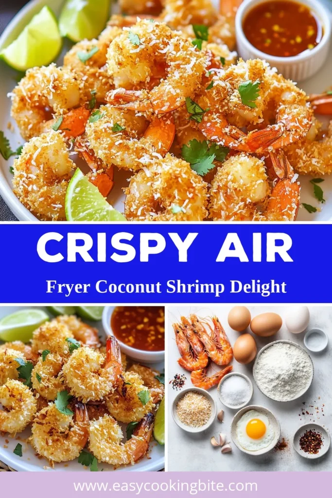 Discover the ultimate Air Fryer Coconut Shrimp recipe that delivers restaurant-level taste at home! This easy coconut shrimp recipe features crispy shrimp air fryer technique, ensuring those panko coconut shrimp are golden and healthy. Perfect as an appetizer or finger food, this healthy fried shrimp recipe is quick to make and packed with flavor. Don&rsquo;t miss out&mdash;save this recipe for your next gathering! #AirFryerCoconutShrimp #EasyCoconutShrimpRecipe #CrispyShrimpAirFryer #HealthyFriedShrimpRecipe