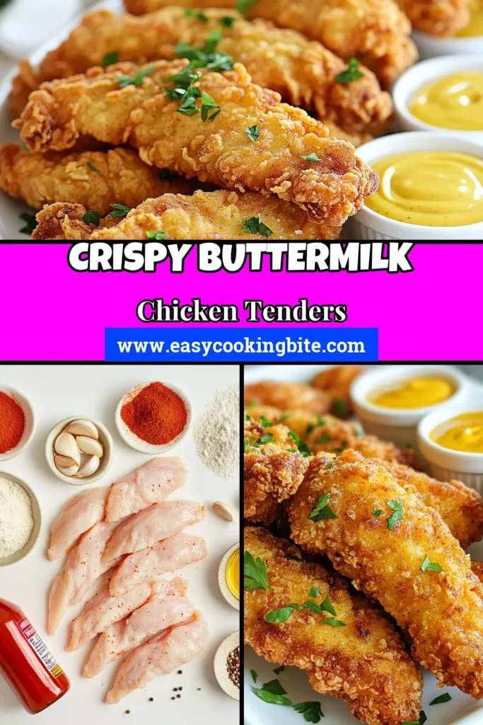 Discover the secret to crispy buttermilk fried chicken tenders with this easy homemade chicken tenders recipe! Marinated in a flavorful buttermilk marinade chicken, these chicken tenders are the perfect dish for any occasion. Follow these simple steps for frying chicken tenders in oil to achieve golden perfection. Ready to impress? Save this delicious recipe and enjoy a taste of comfort food today! #FriedChicken #ChickenTenders #EasyRecipes #HomeCooking