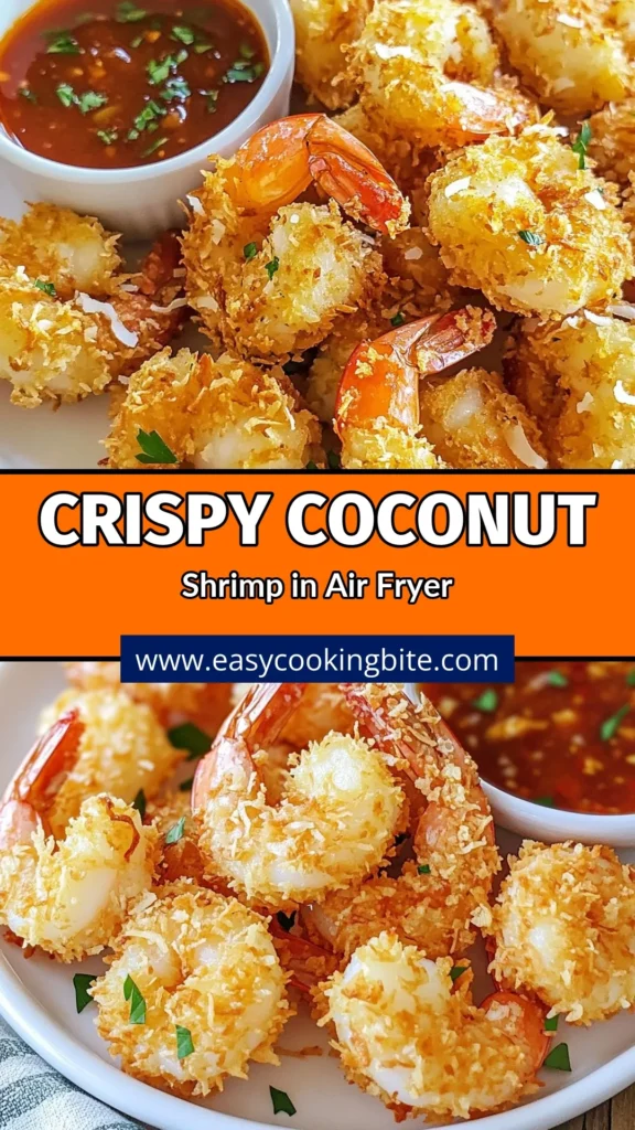 Indulge in Crispy Coconut Shrimp with this easy air fryer shrimp recipe! Perfect as a delicious coconut shrimp appetizer, you'll love the golden, crunchy coating of Panko and coconut. Ready in just 25 minutes, these Panko coconut shrimp are a hit for any gathering. Try this mouthwatering recipe today and elevate your dining experience. Save this for later and impress your guests! #CoconutShrimp #AirFryerRecipes #ShrimpAppetizer #EasyRecipes