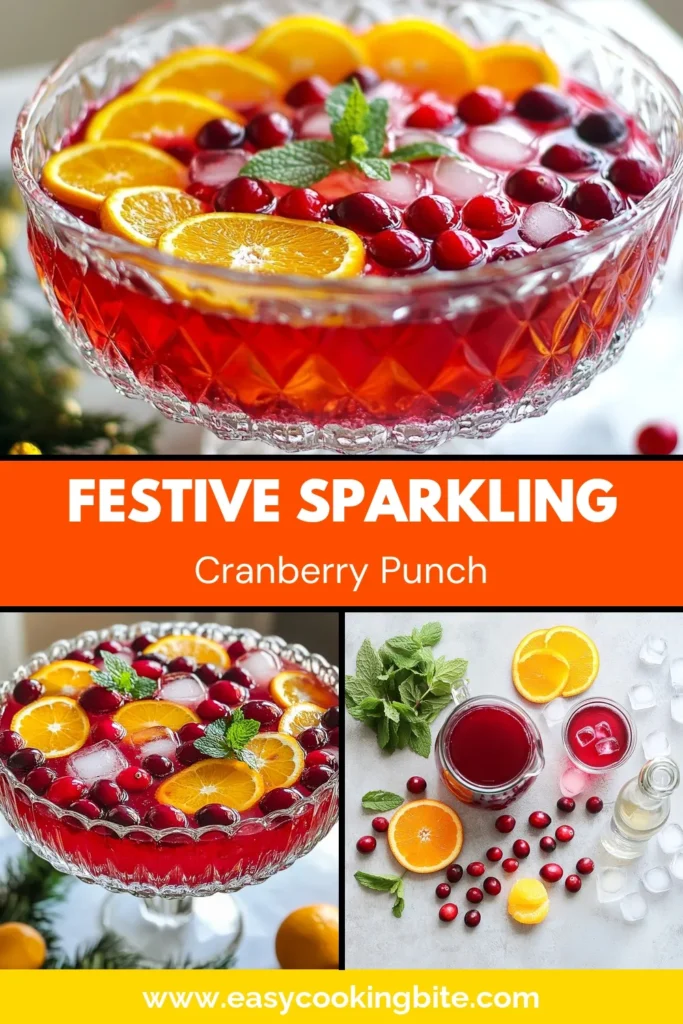 Delight your guests with this easy party punch recipe: Sparkling Cranberry Punch! This festive cranberry beverage is a refreshing non-alcoholic cranberry drink perfect for the holidays. With just a few simple ingredients like cranberry juice and sparkling water, you can whip up a delicious holiday punch recipe in under 10 minutes. Ready to impress? Save this recipe and make your next gathering unforgettable! #SparklingCranberryPunch #HolidayPunch #NonAlcoholic #FestiveDrink