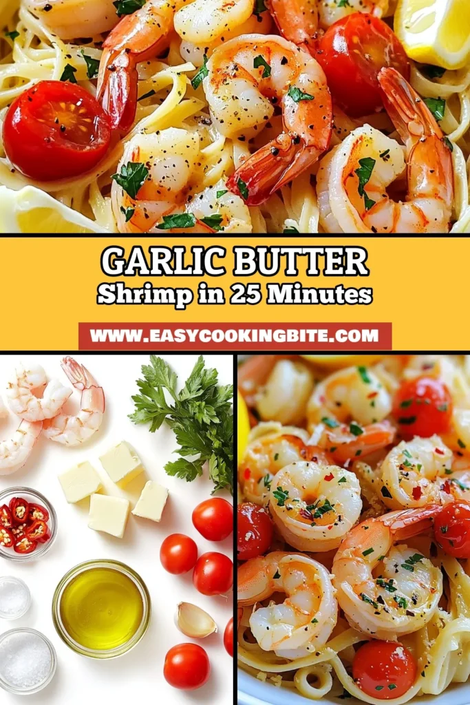 Discover the deliciousness of Garlic Butter Shrimp Scampi with this quick shrimp dinner recipe! A perfect blend of shrimp and linguine in an easy garlic butter sauce, this shrimp pasta recipe is ready in just 25 minutes. Impress your family with this flavorful meal that features juicy shrimp, fresh tomatoes, and a zesty finish. Save this recipe for your next dinner! #GarlicButterShrimpScampi #ShrimpPastaRecipe #QuickShrimpDinner #EasyGarlicButterSauce