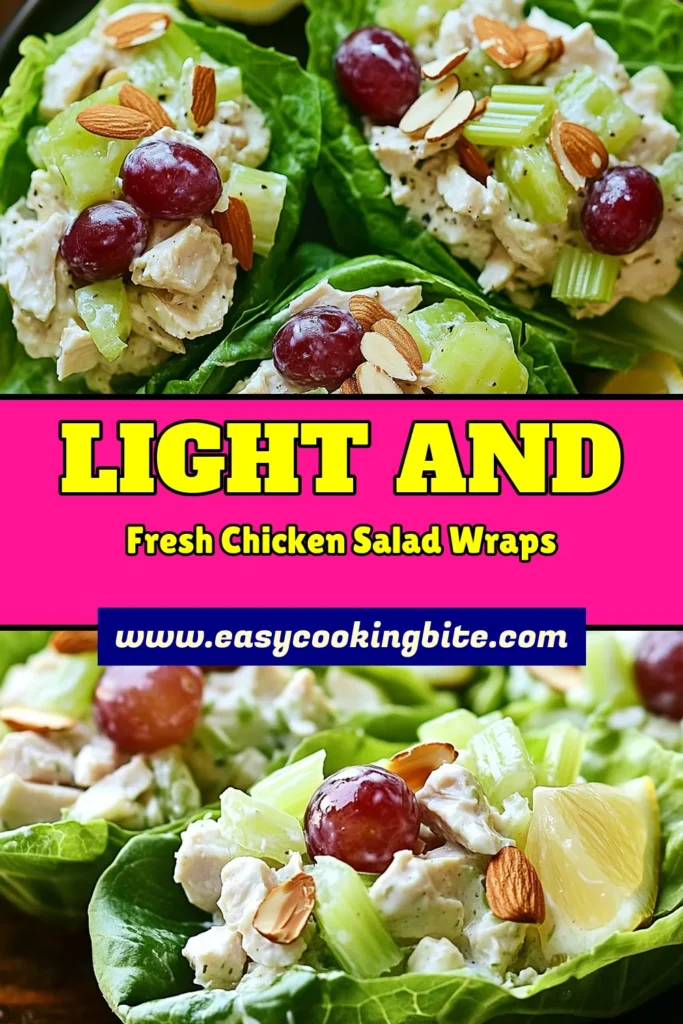 Discover the ultimate healthy chicken salad wraps with this Greek yogurt chicken salad lettuce wraps recipe! Packed with protein and flavor, these low-carb chicken salad wraps are perfect for a quick lunch or a light dinner. Made with creamy Greek yogurt, crunchy celery, and a hint of sweetness from grapes, this easy Greek yogurt recipe is sure to become a favorite. Try it today and save this pin for later! #GreekYogurtChickenSalad #LettuceWrapsRecipe #HealthyEating #LowCarbMeals