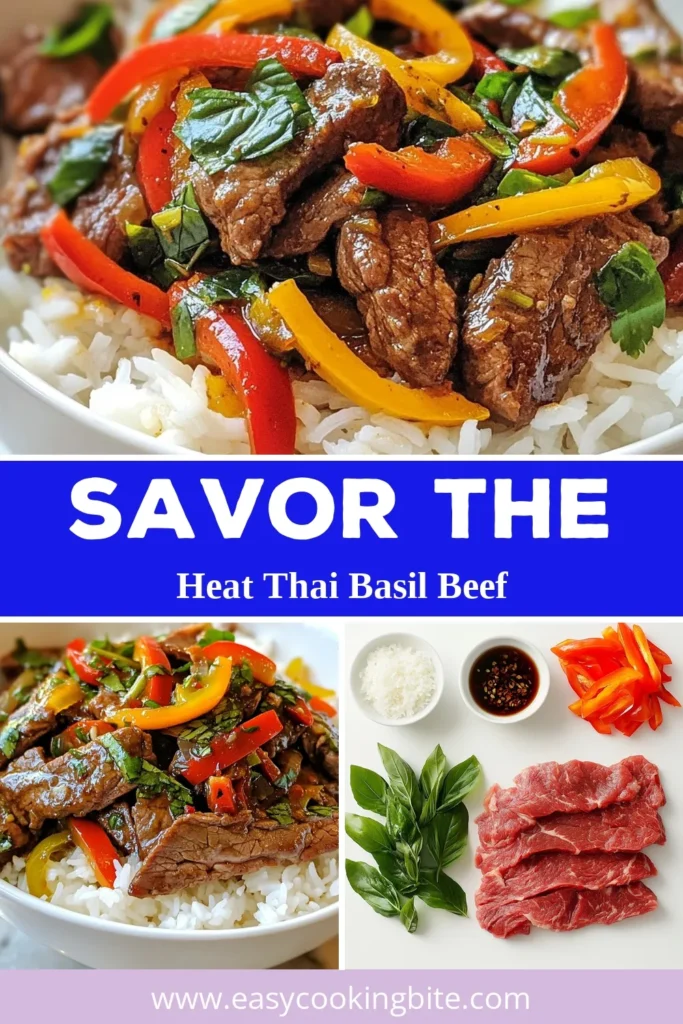 Discover the ultimate Spicy Thai Basil Beef recipe, perfect for a quick Thai beef dinner! This easy Thai basil beef stir-fry features tender flank steak, vibrant bell pepper, and fresh Thai basil, all tossed in a spicy sauce. Ready in just 30 minutes, this dish is bursting with flavor and heat. Impress your family with this spicy Thai beef with basil tonight! Save this recipe for a delicious meal idea! #SpicyThaiBasilBeef #ThaiCooking #QuickDinner #EasyRecipes