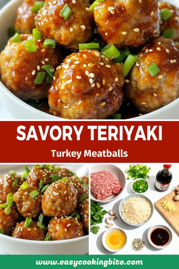 Discover the deliciousness of teriyaki turkey meatballs with our healthy turkey meatballs recipe! Perfectly seasoned ground turkey is combined with an easy teriyaki sauce recipe, yielding flavorful baked meatballs with teriyaki sauce. This simple dish is not only nutritious but also a hit among family and friends! Try it out and enjoy these amazing ground turkey recipes tonight! Save this recipe for later! #HealthyRecipes #TurkeyMeatballs #EasyDinner #GroundTurkeyRecipes