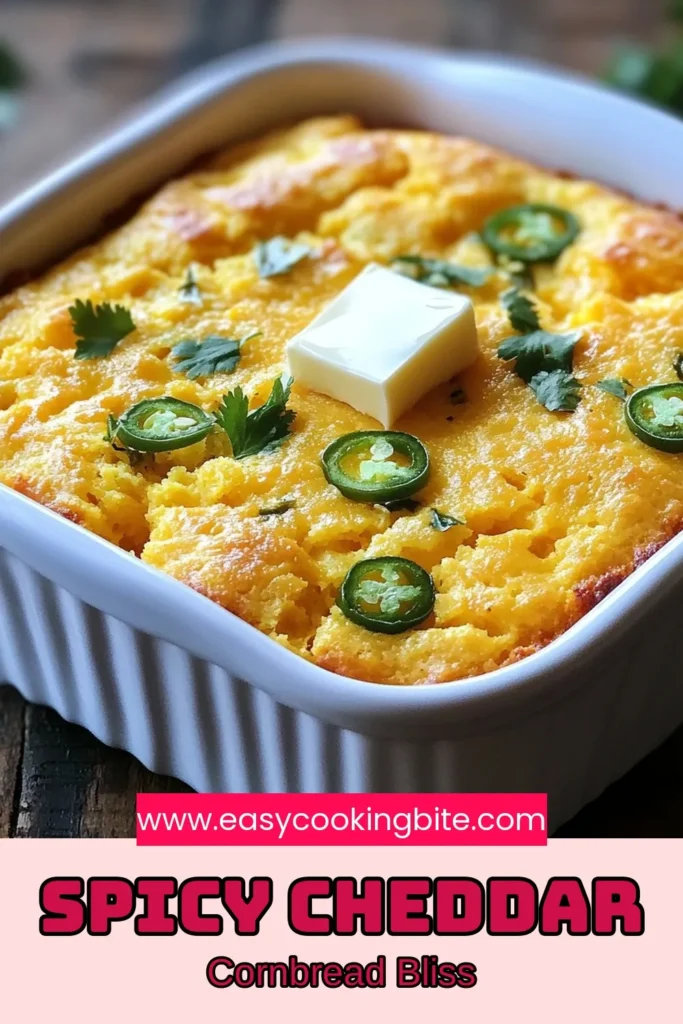 Elevate your meals with this easy cornbread recipe featuring spicy jalapeños and cheesy goodness! Our jalapeño cheddar cornbread is the perfect spicy cornbread side dish to complement any meal. This homemade cornbread with cheese is simple to make in just 40 minutes. Serve it warm with butter for a delightful treat. Don’t miss out on this spicy jalapeño cornbread that's sure to impress! Save this recipe now! #cornbread #jalapeno #cheddar #spicycornbread